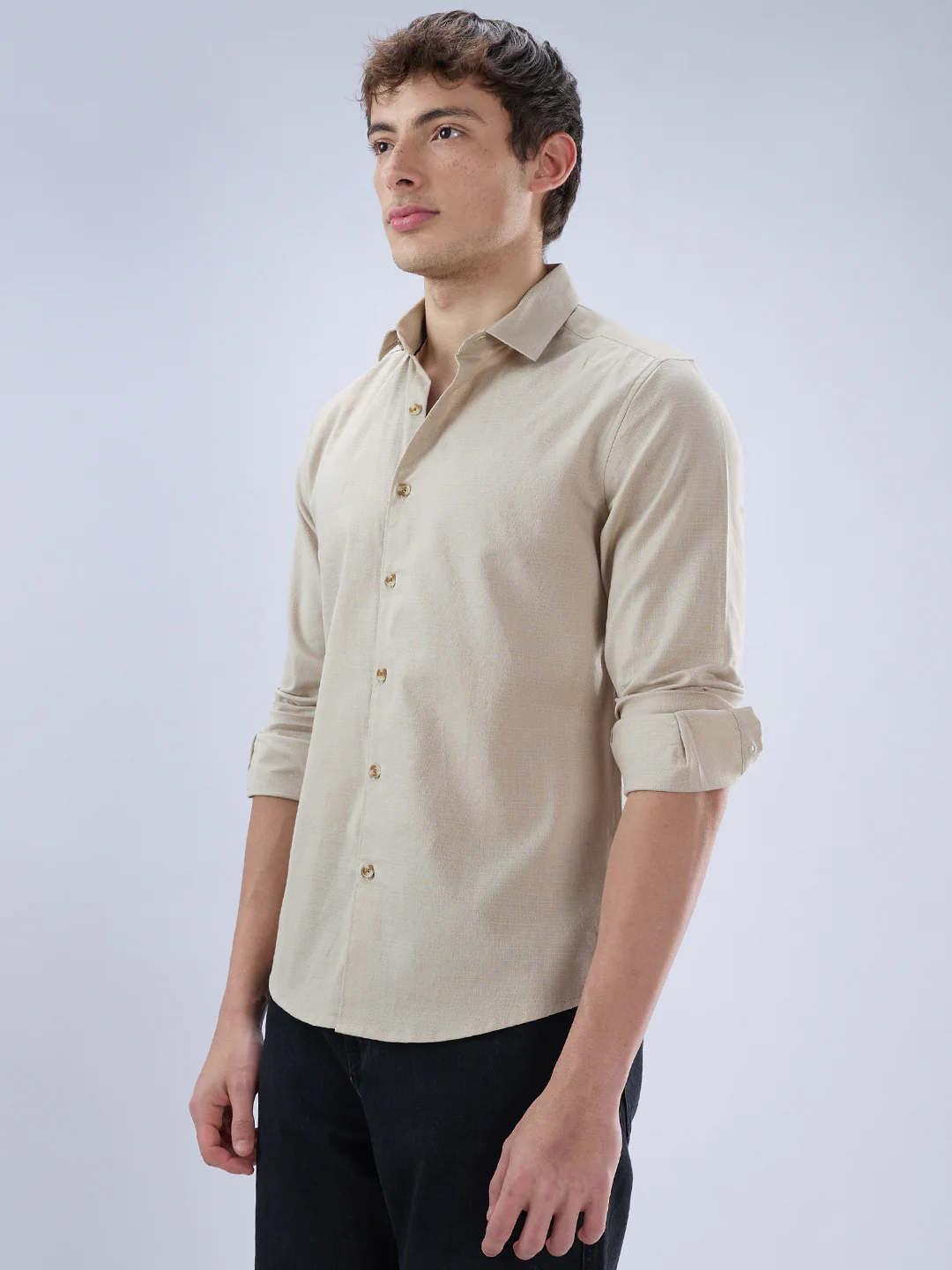Bone Beige Contemporary Everyday Shirt - Image 6
