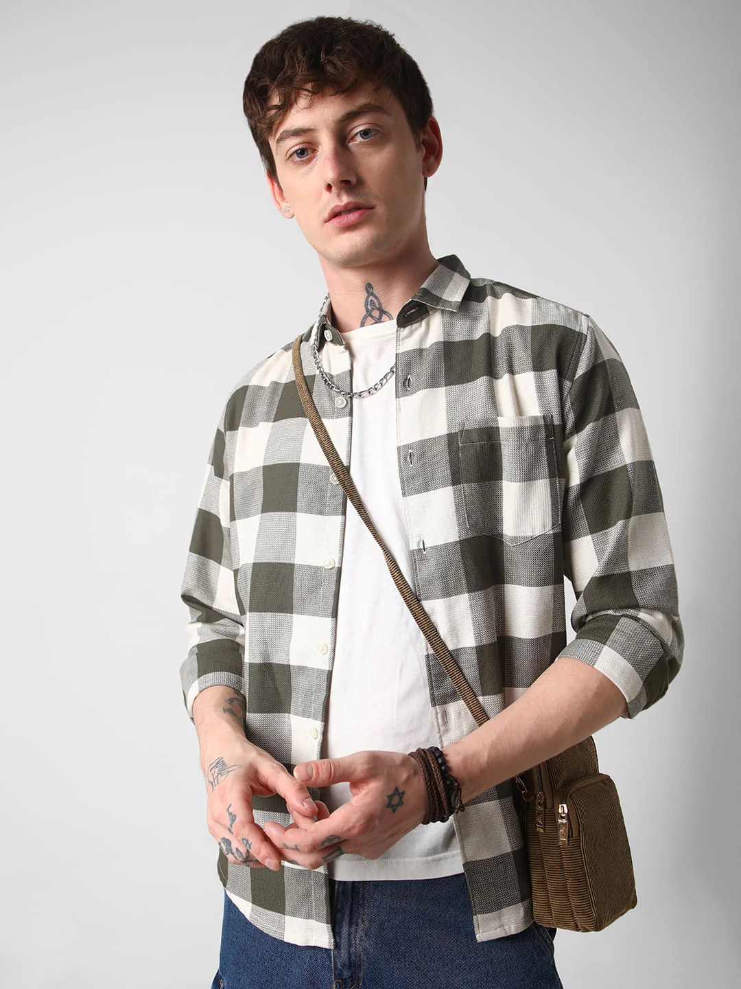 Box Checks Olive Shirt - Image 4