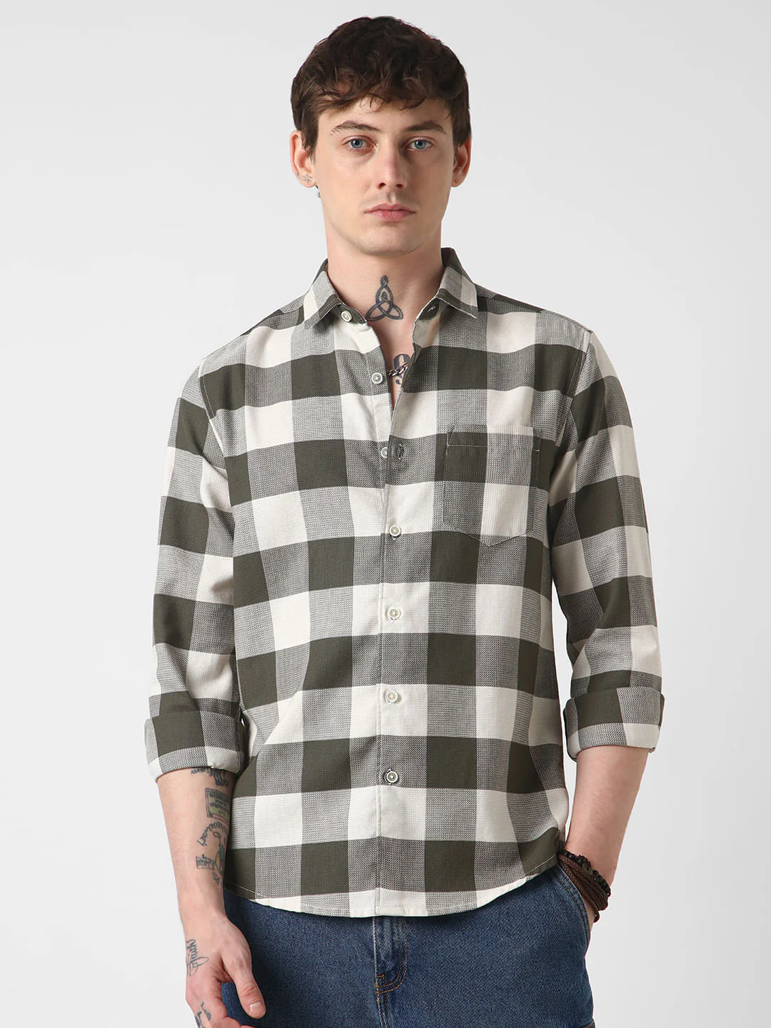 Box Checks Olive Shirt - Image 5