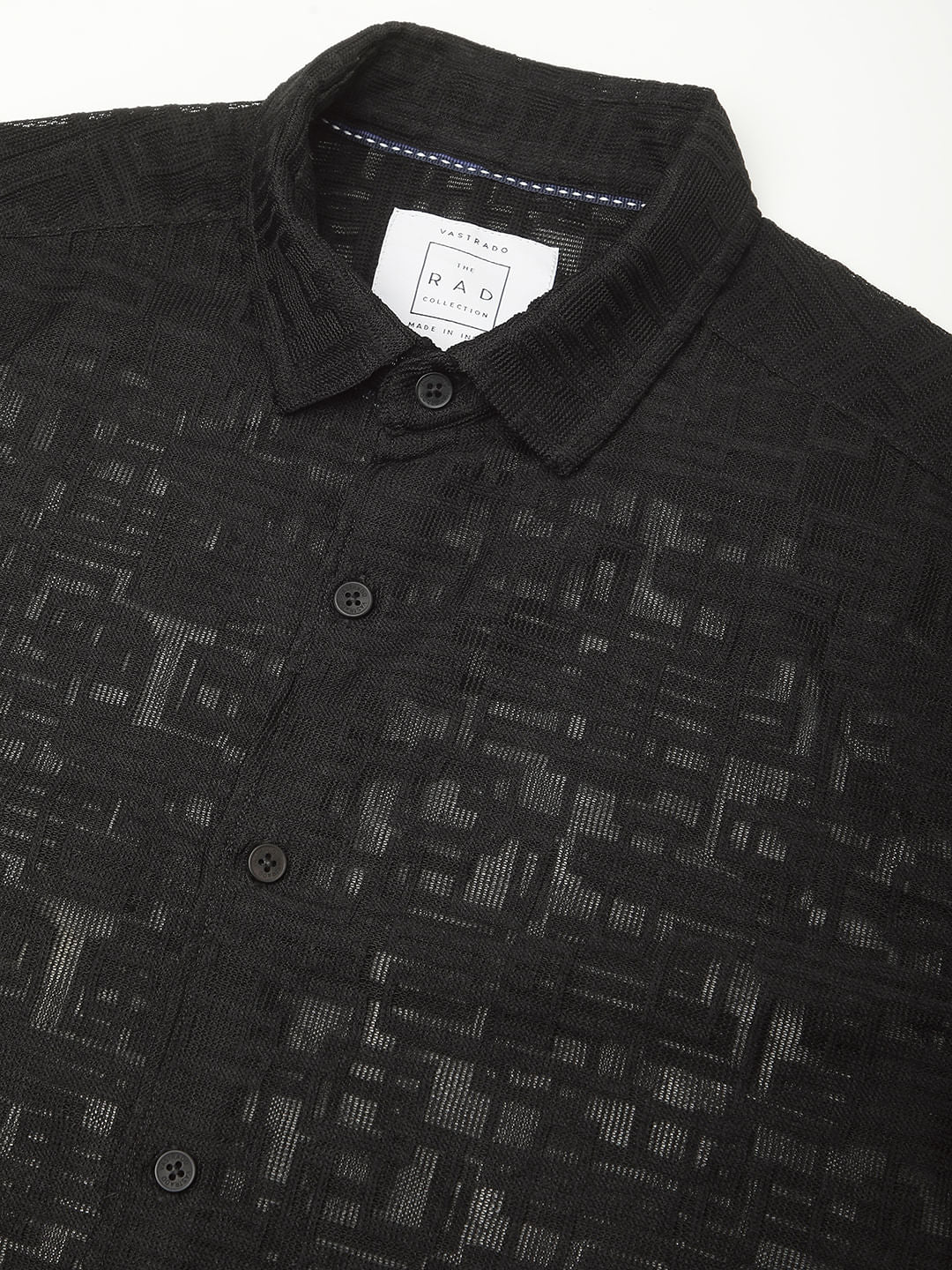 Breezy Black Maze Textured Mesh Shirt - Image 2