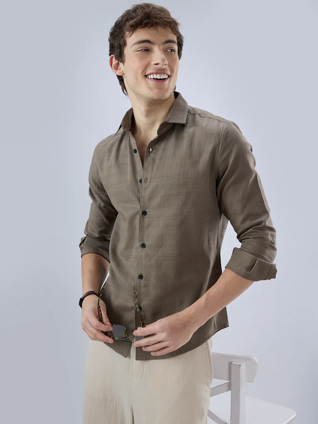 Olive Textured Weave Shirt