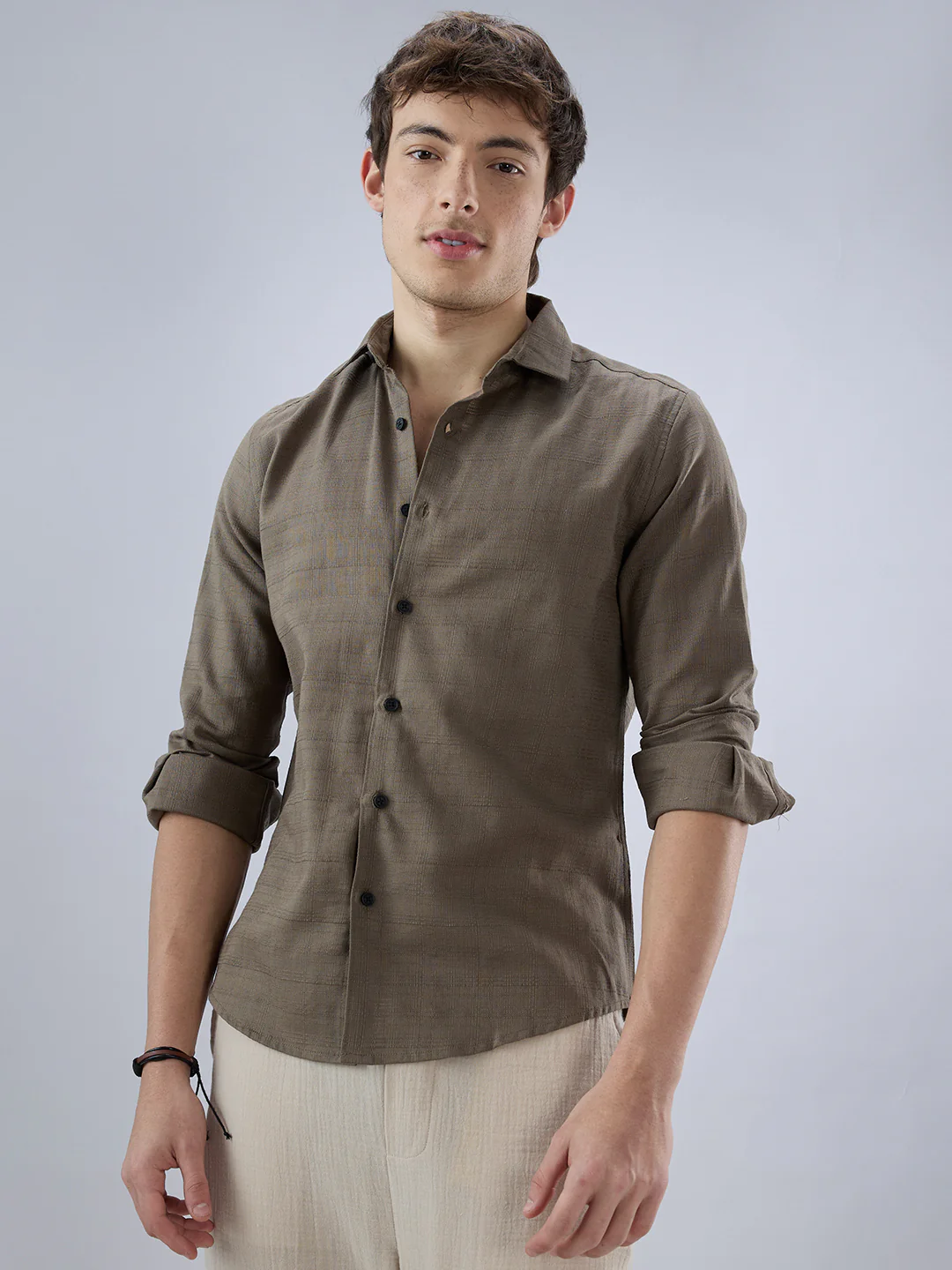 Olive Textured Weave Shirt - Image 5