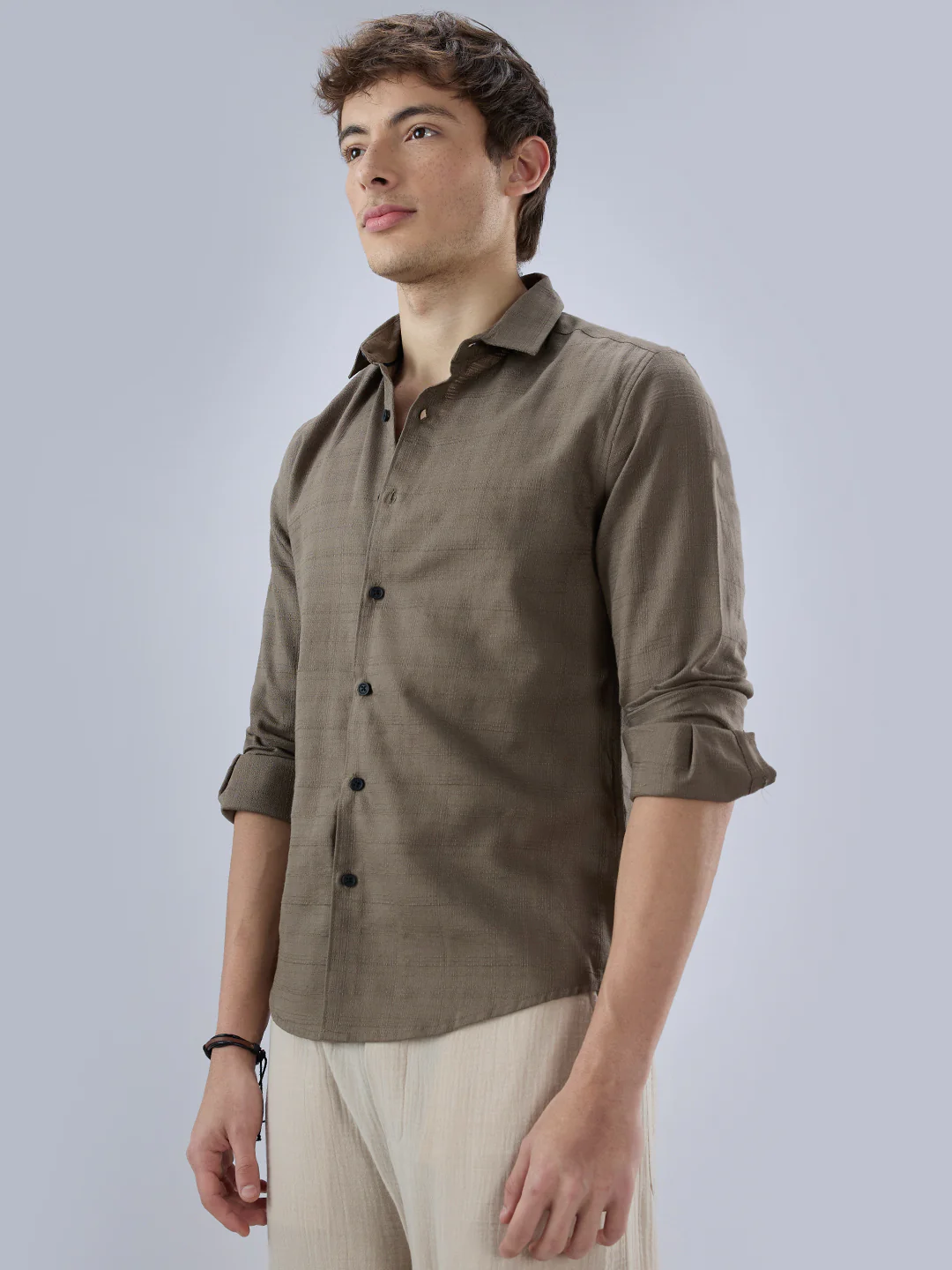 Olive Textured Weave Shirt - Image 6