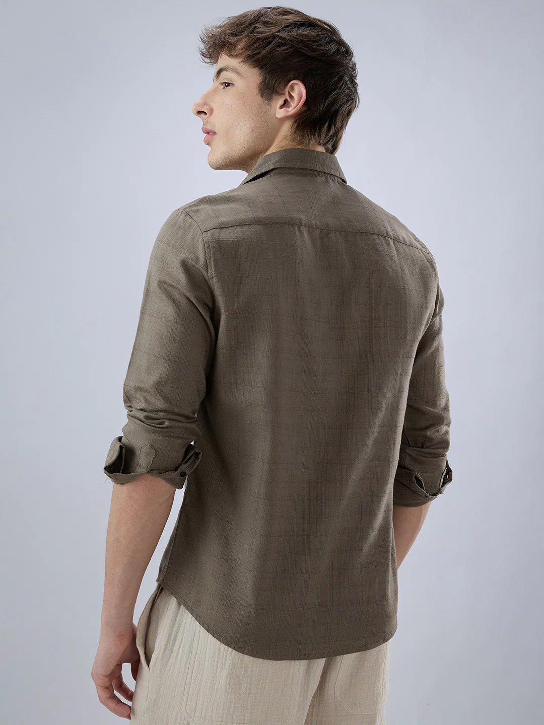 Olive Textured Weave Shirt - Image 7