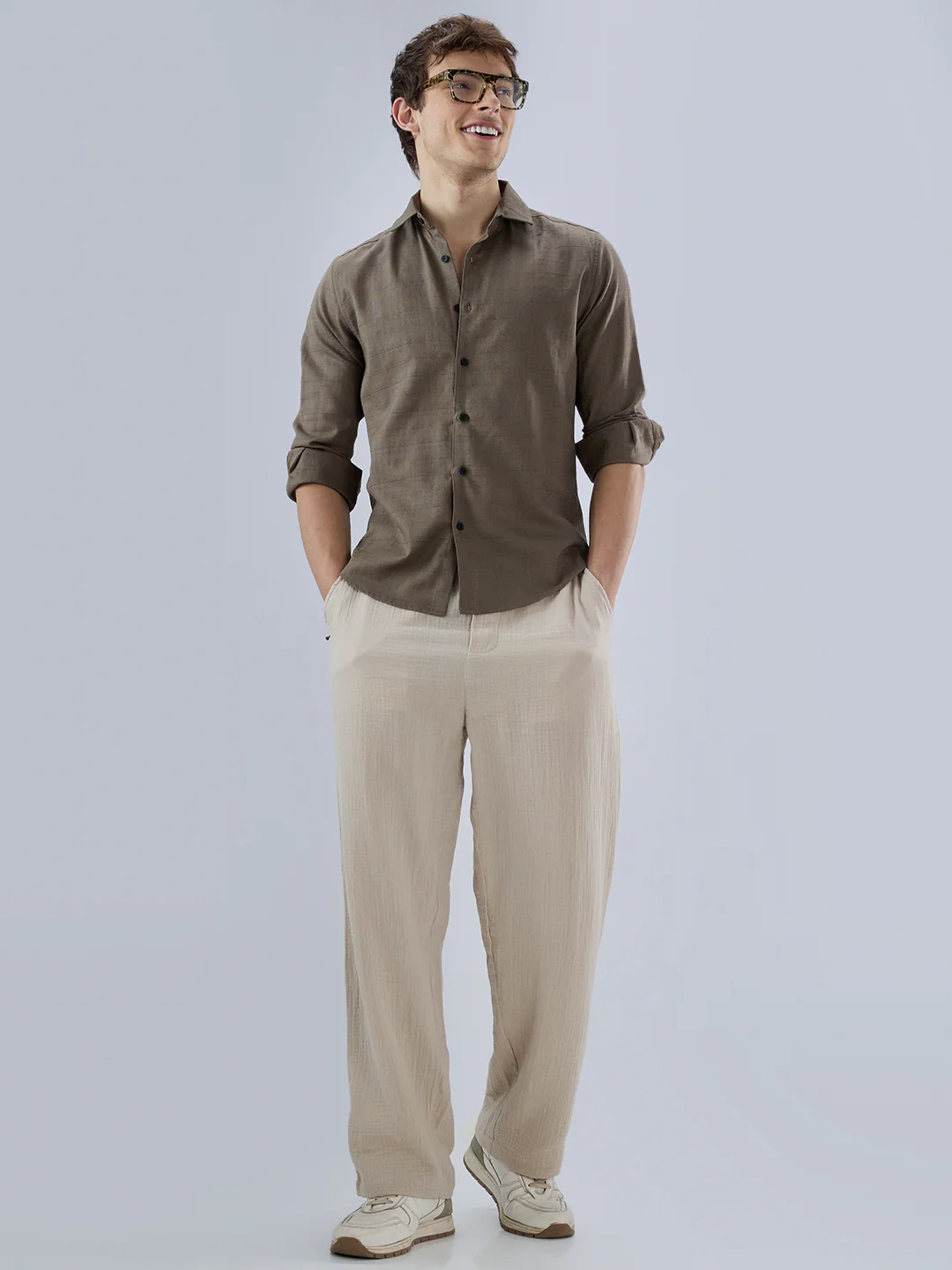 Olive Textured Weave Shirt - Image 8