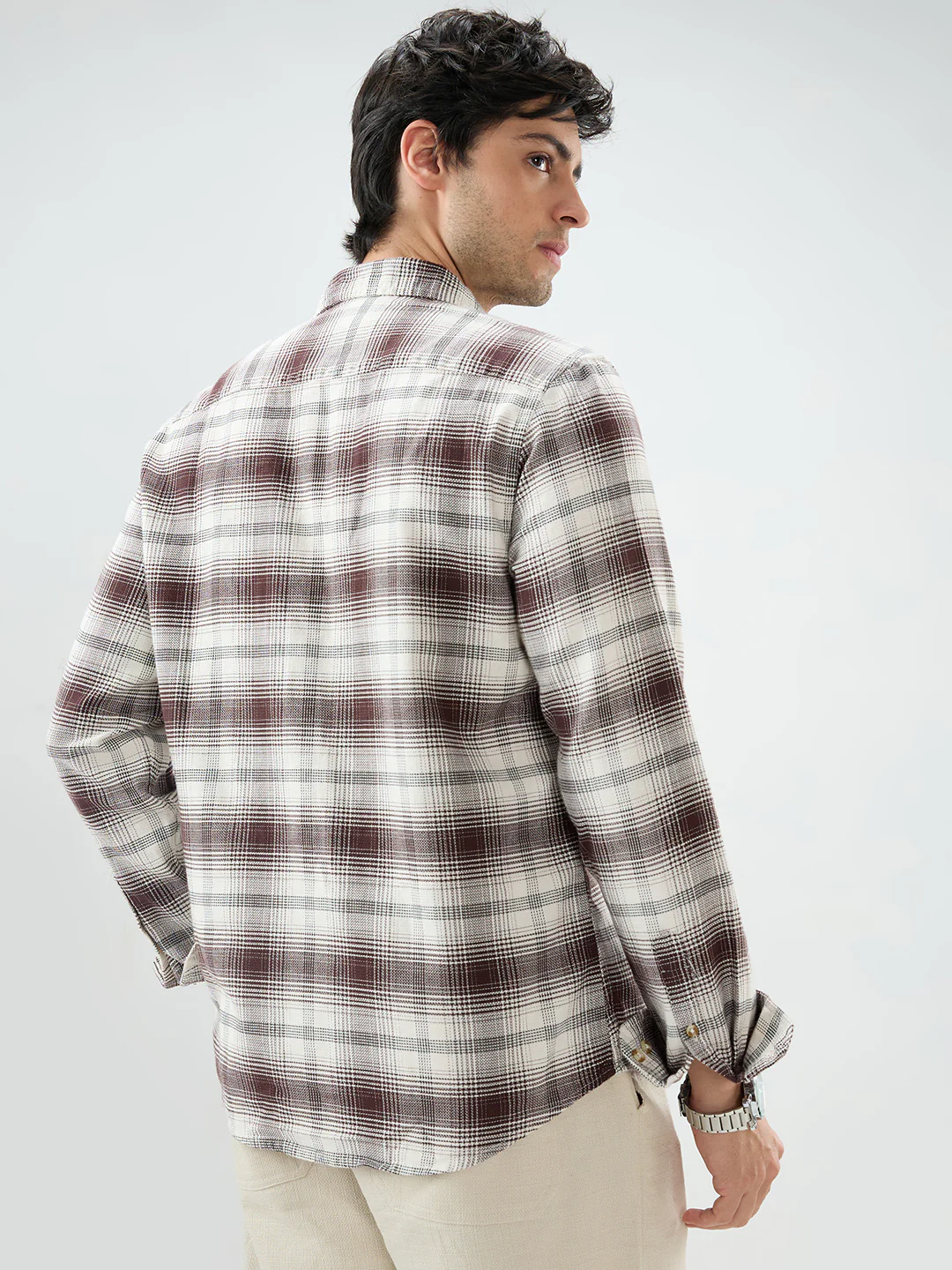 Brown & White Sable Grid Checks Shirt - Image 6