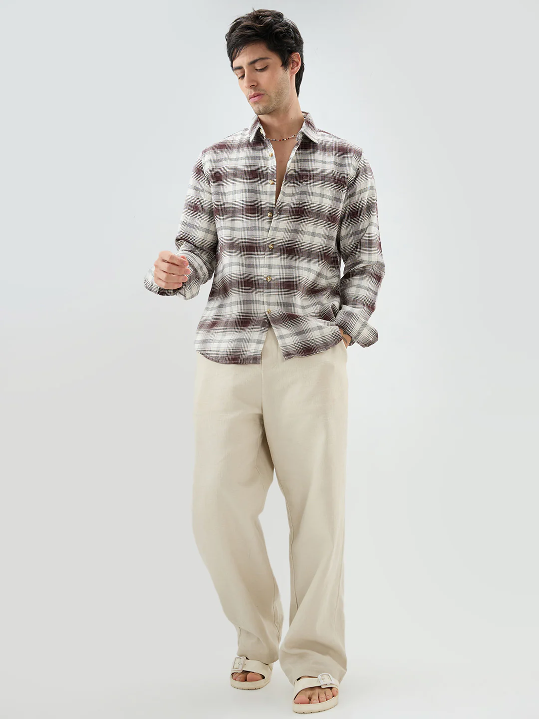 Brown & White Sable Grid Checks Shirt - Image 7