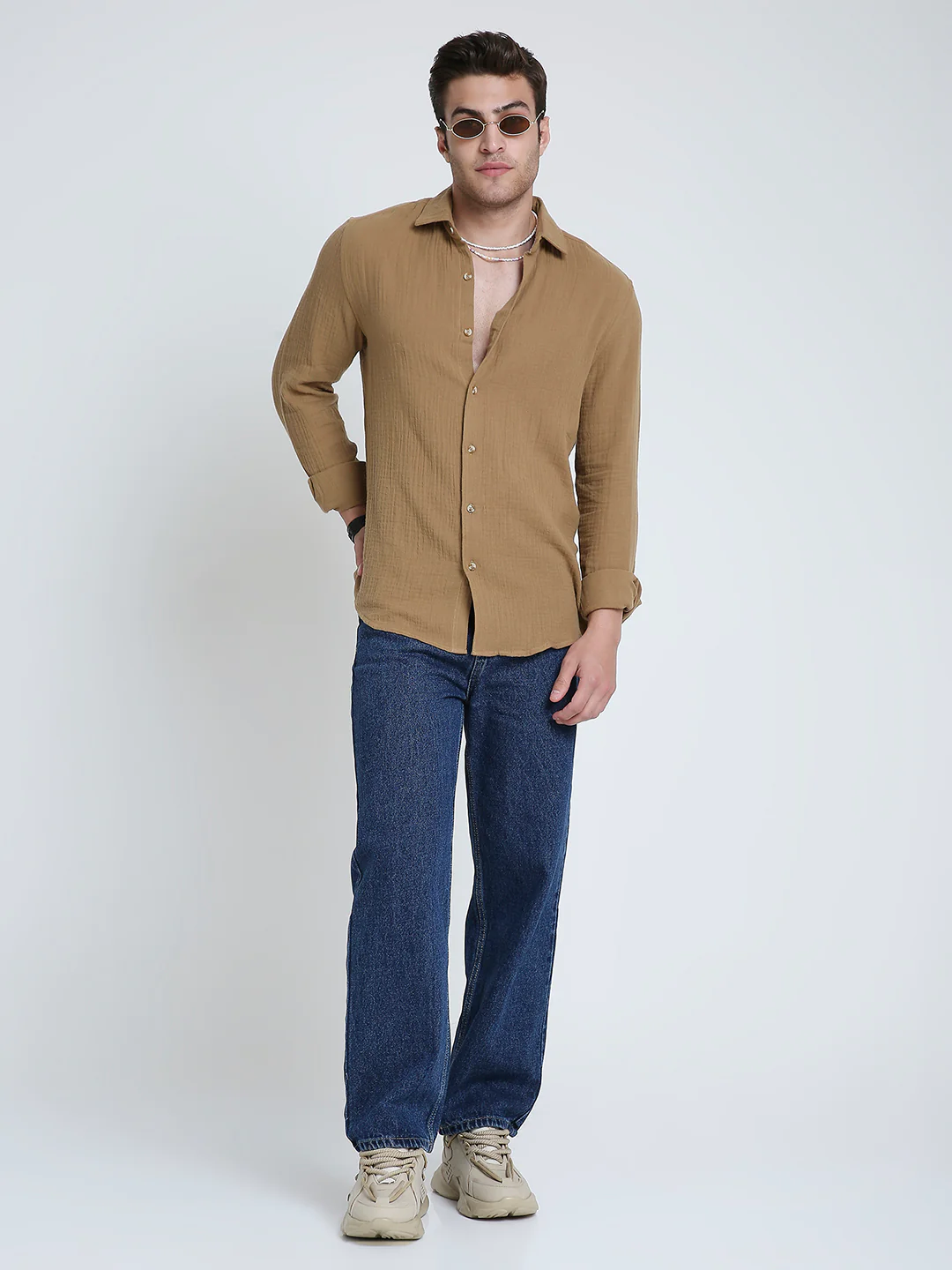 Brown Double Cloth Everyday Shirt - Image 7
