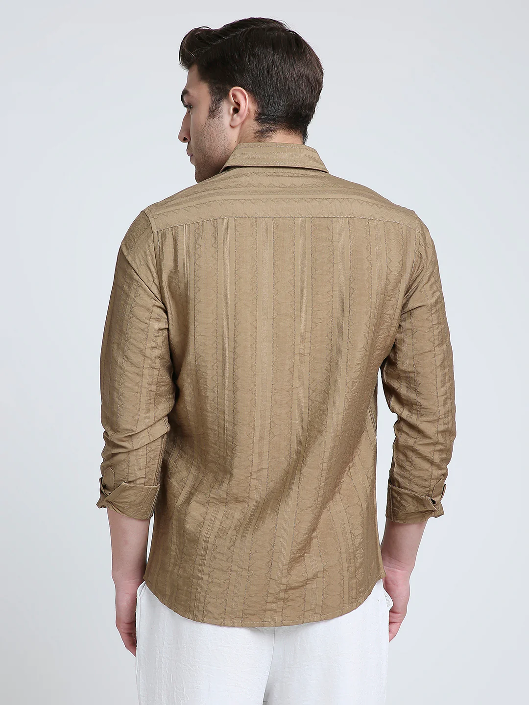 Brown Dune Stripe Elegance Shirt - Image 6