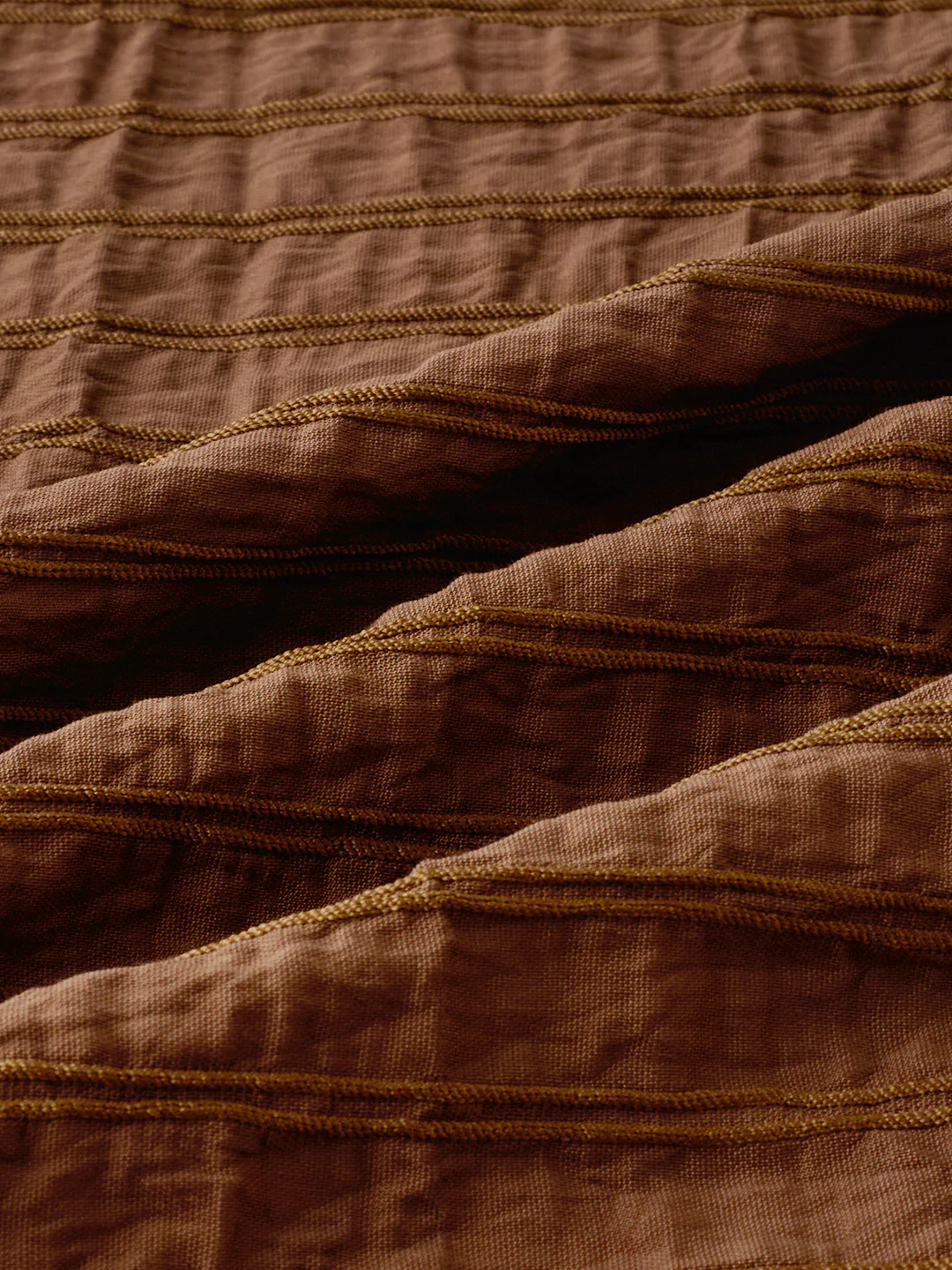 Brown Horizontal Stripes Textured Crinkled Shirt - Image 9