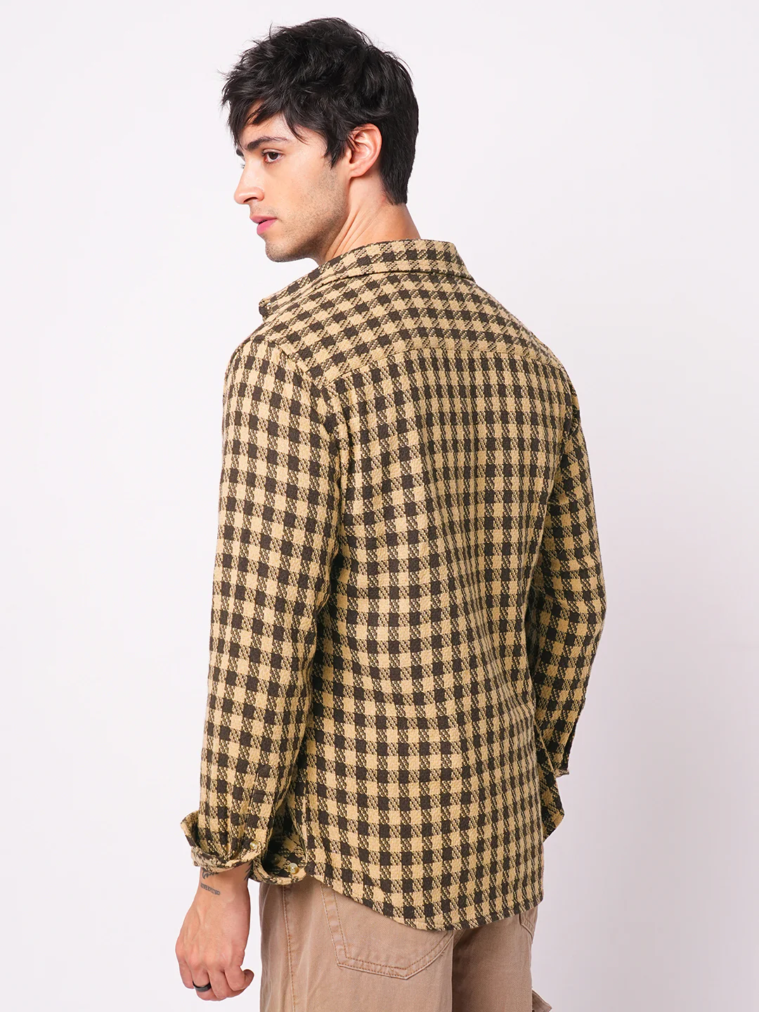 Brown Houndstooth Checkered Shirt - Image 6