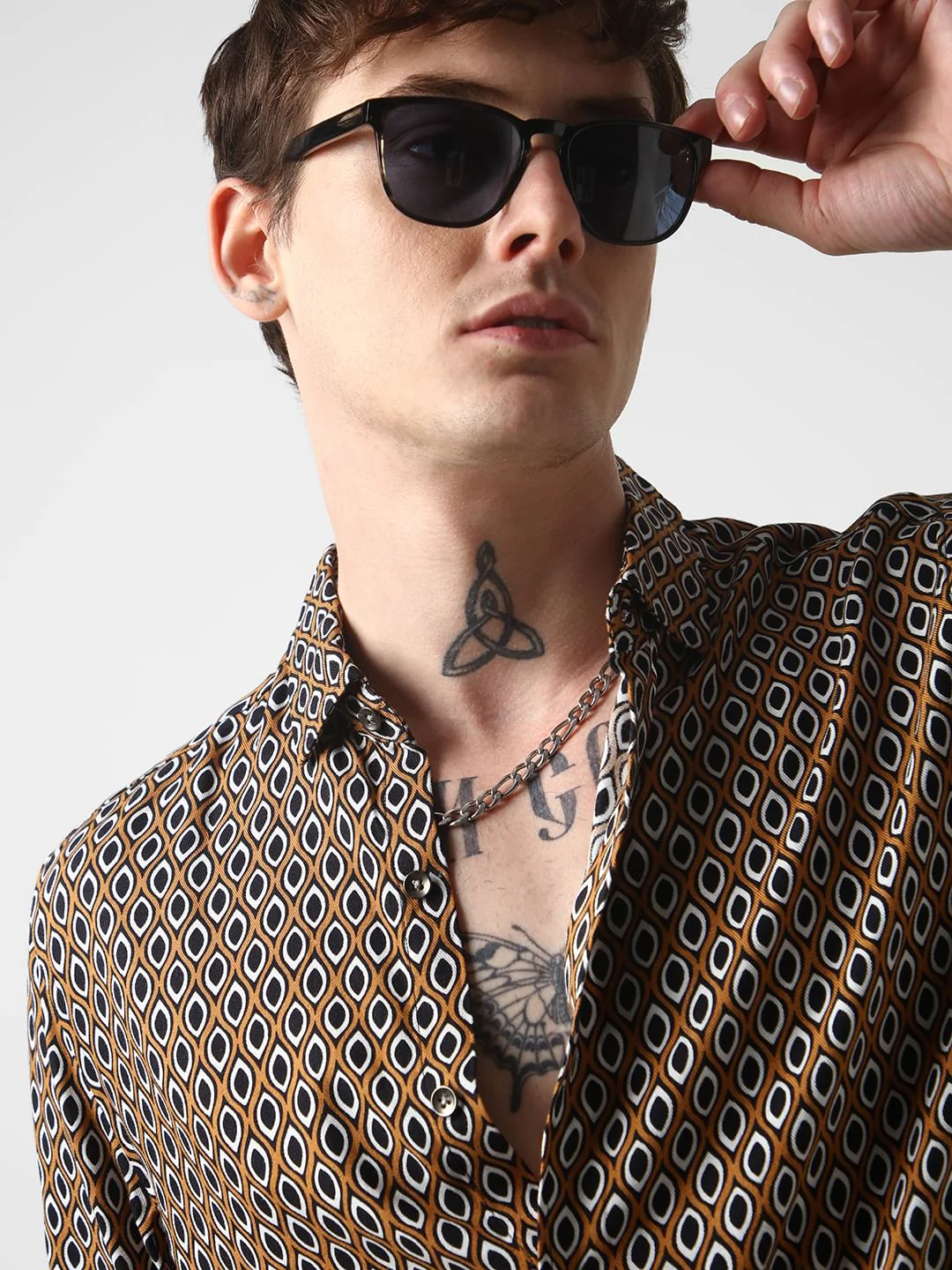 Brown Ikat Printed Shirt - Image 2
