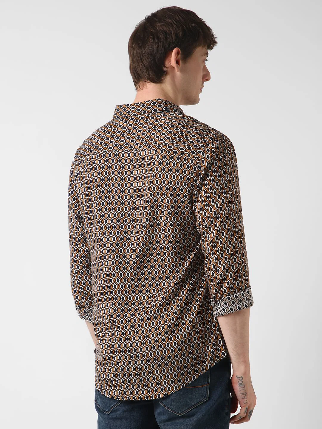 Brown Ikat Printed Shirt - Image 7