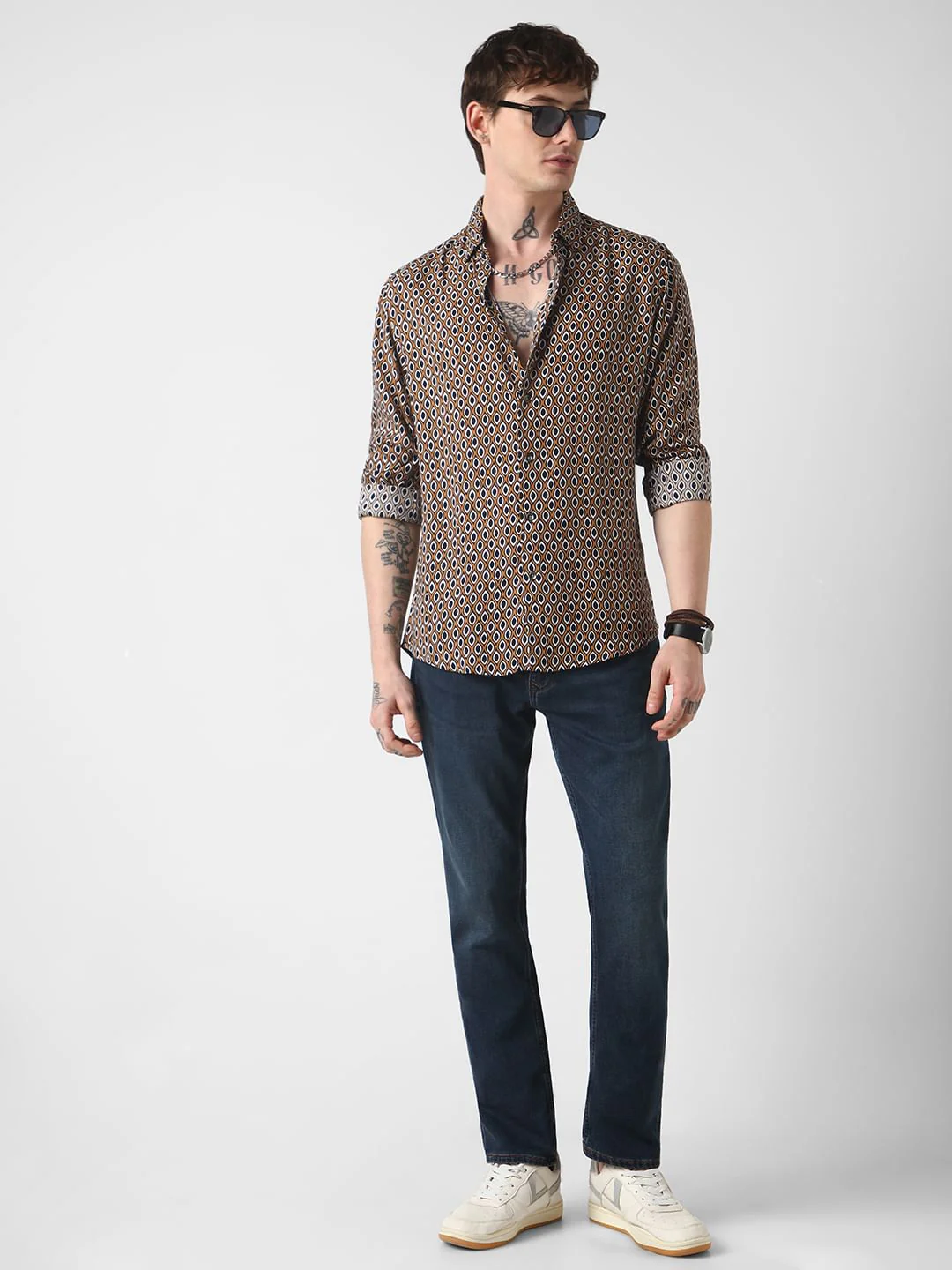 Brown Ikat Printed Shirt - Image 8