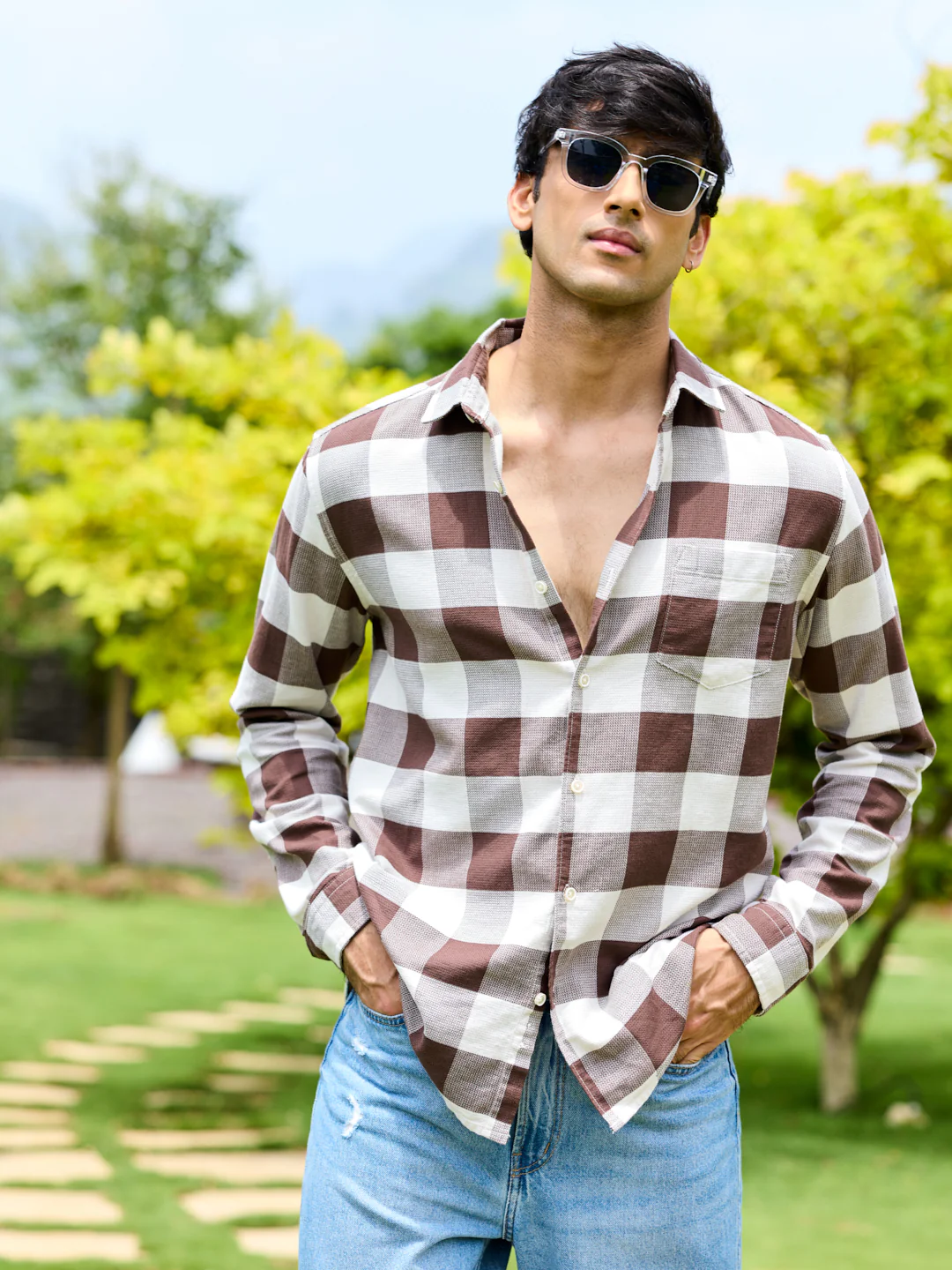 Brown & Ivory Box Checkered Shirt - Image 2