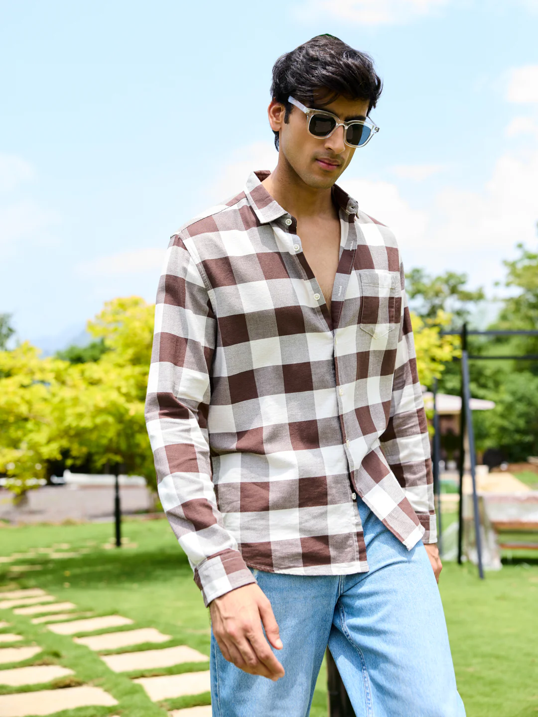 Brown & Ivory Box Checkered Shirt - Image 3