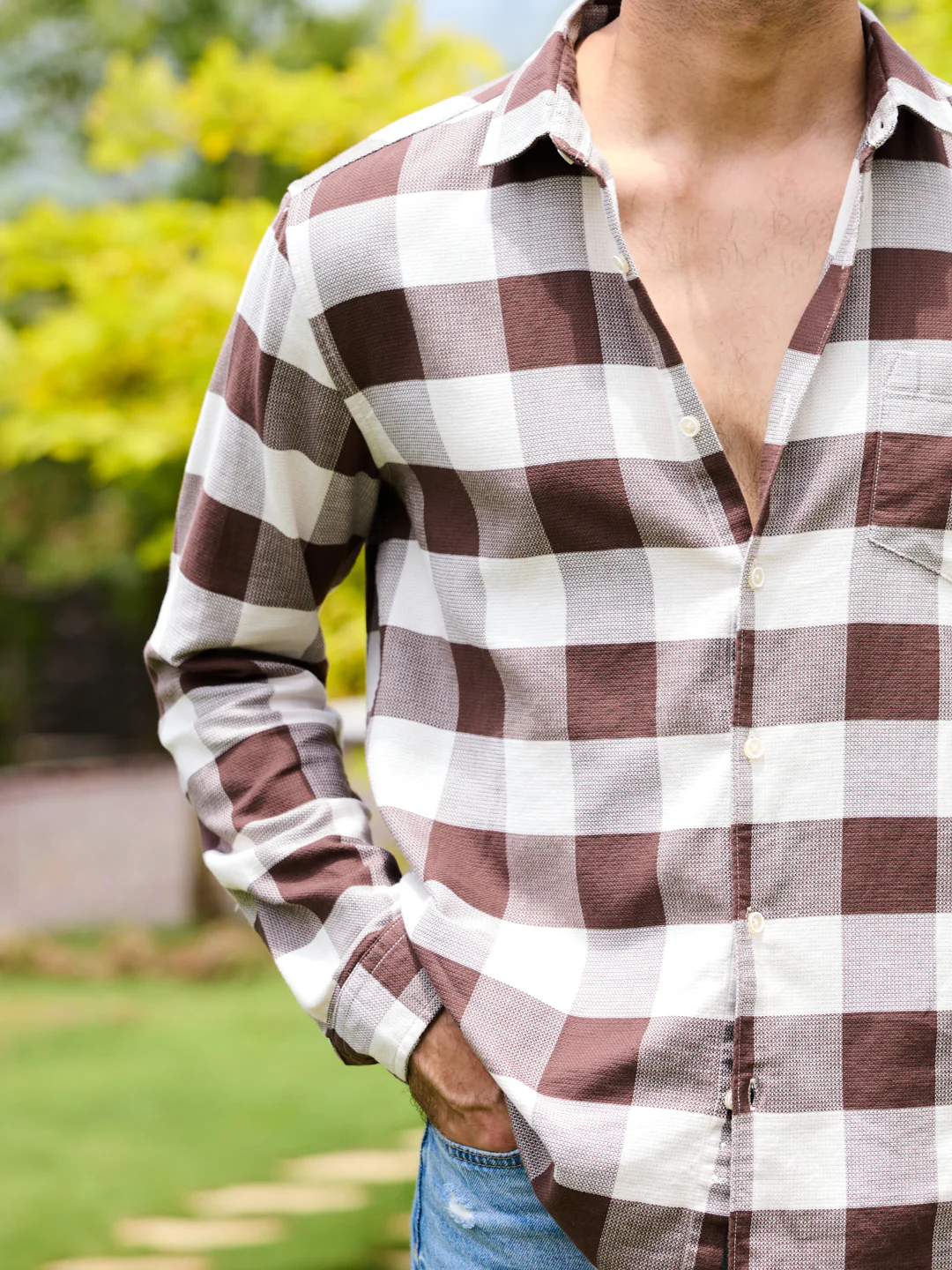 Brown & Ivory Box Checkered Shirt - Image 4