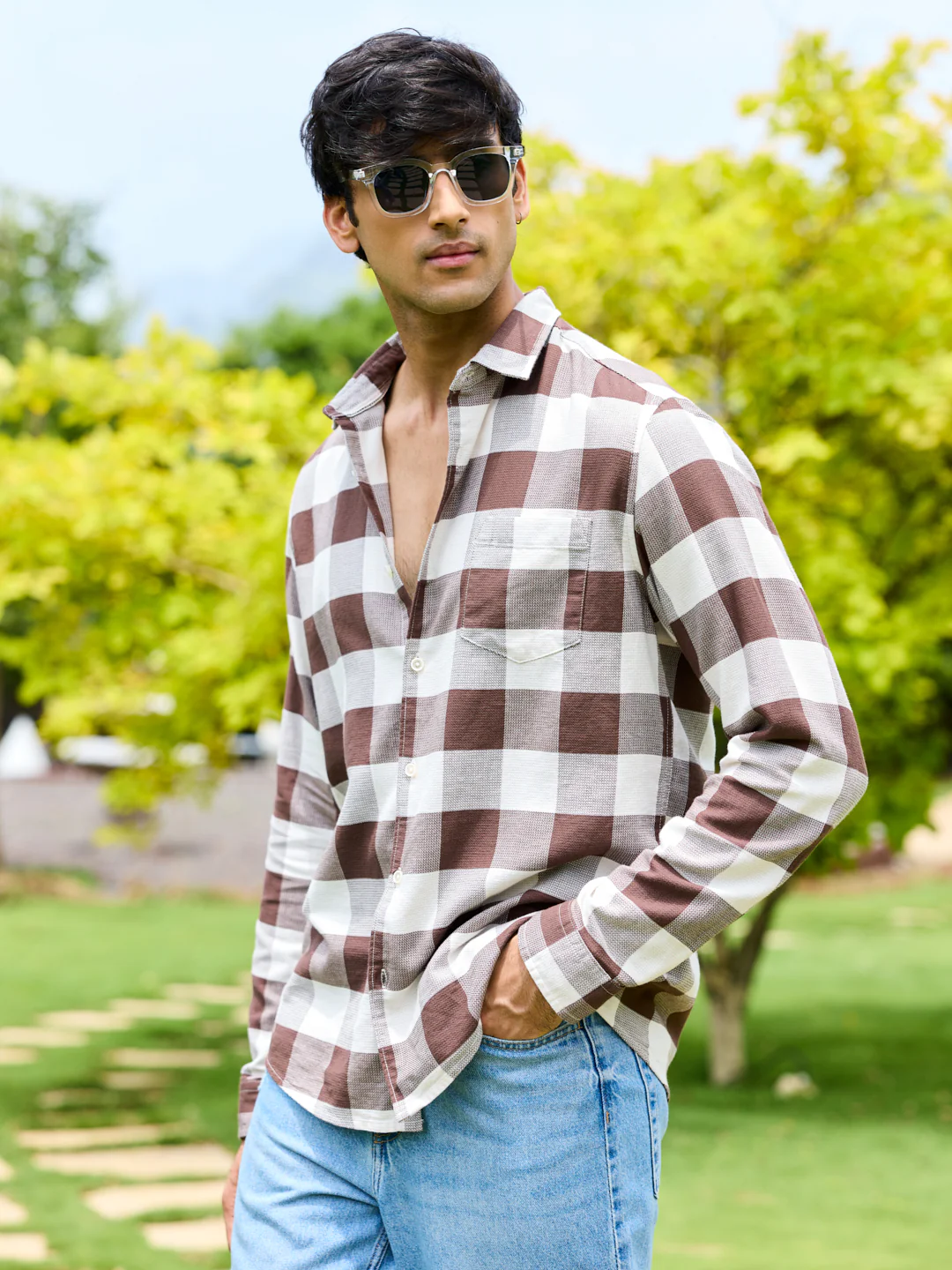 Brown & Ivory Box Checkered Shirt - Image 5