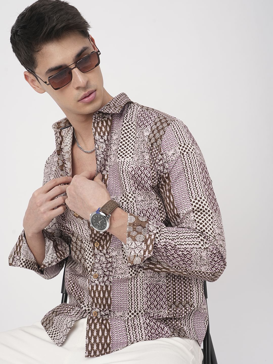 Brown Kalamkari Printed Shirt - Image 2