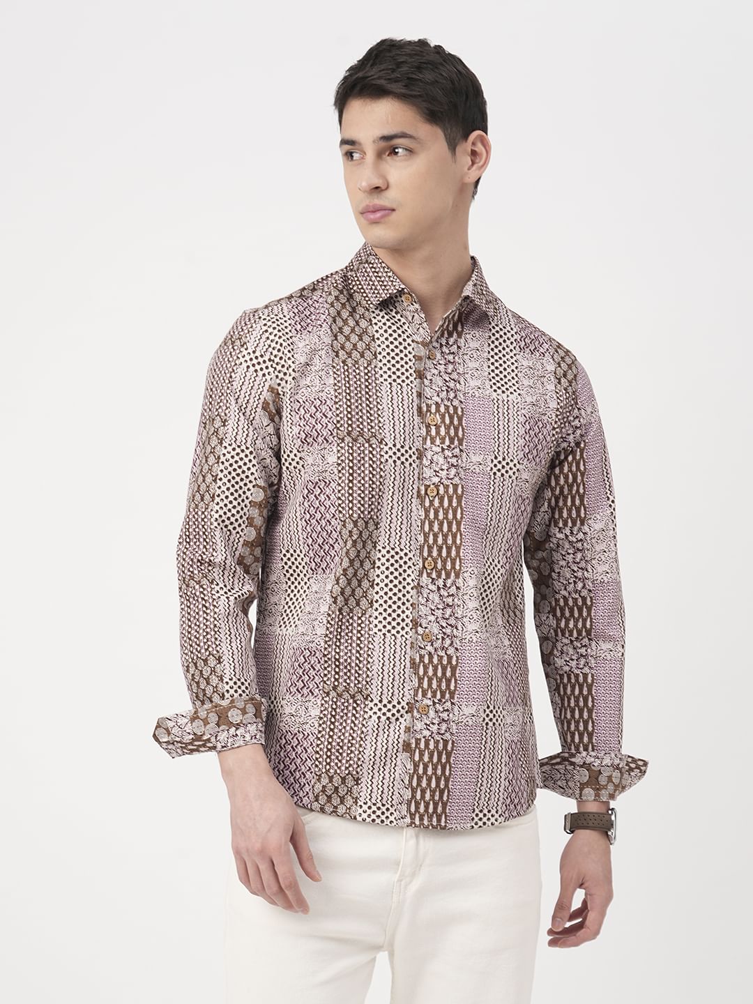 Brown Kalamkari Printed Shirt - Image 4