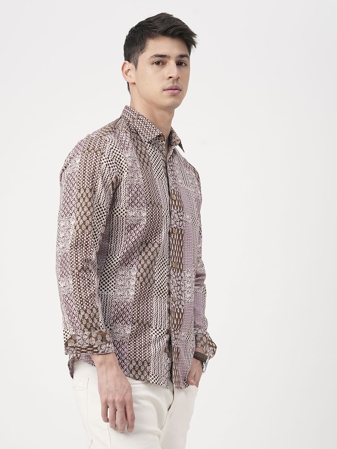 Brown Kalamkari Printed Shirt - Image 5