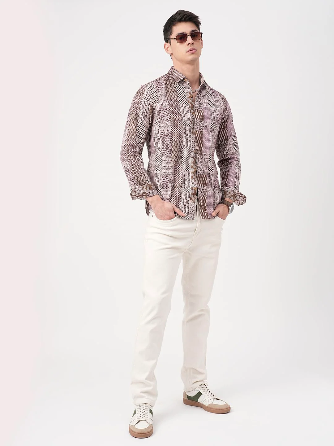 Brown Kalamkari Printed Shirt - Image 7