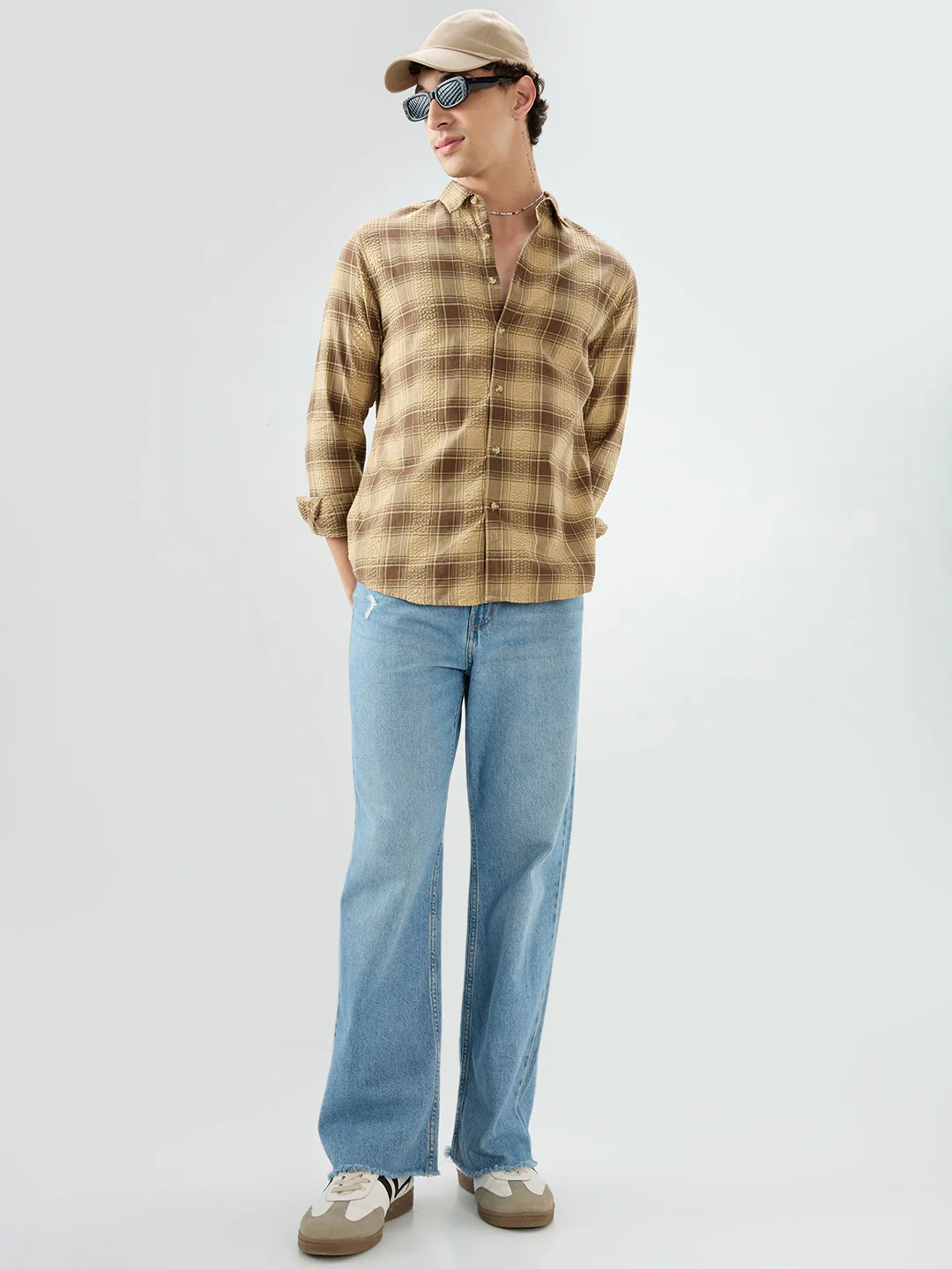Brown Seersucker Checkered Shirt - Image 8
