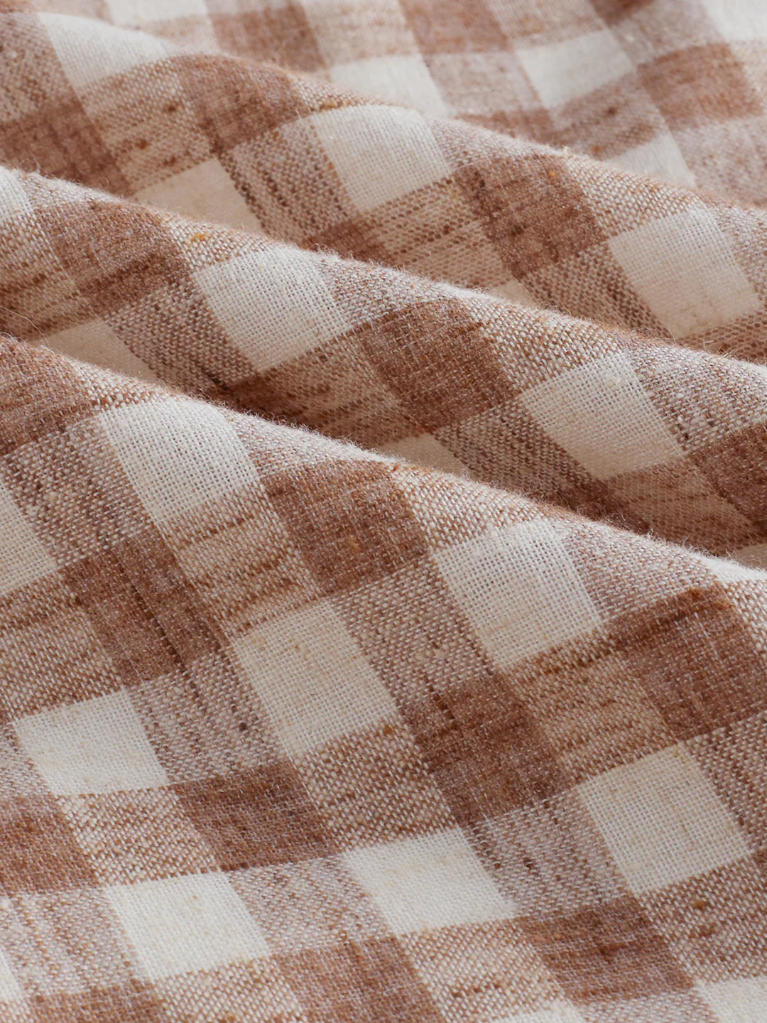 Brown Square Checks Linen Blend Shirt - Image 9