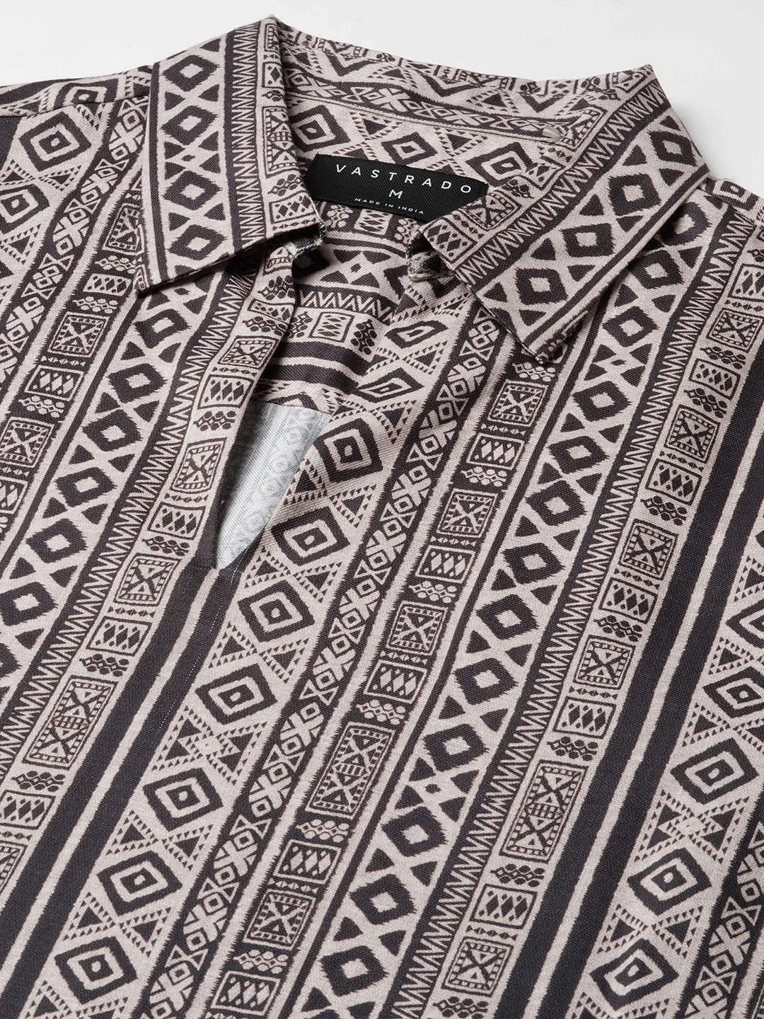 Brown Tribal Print Oversized Polo Shirt - Image 3