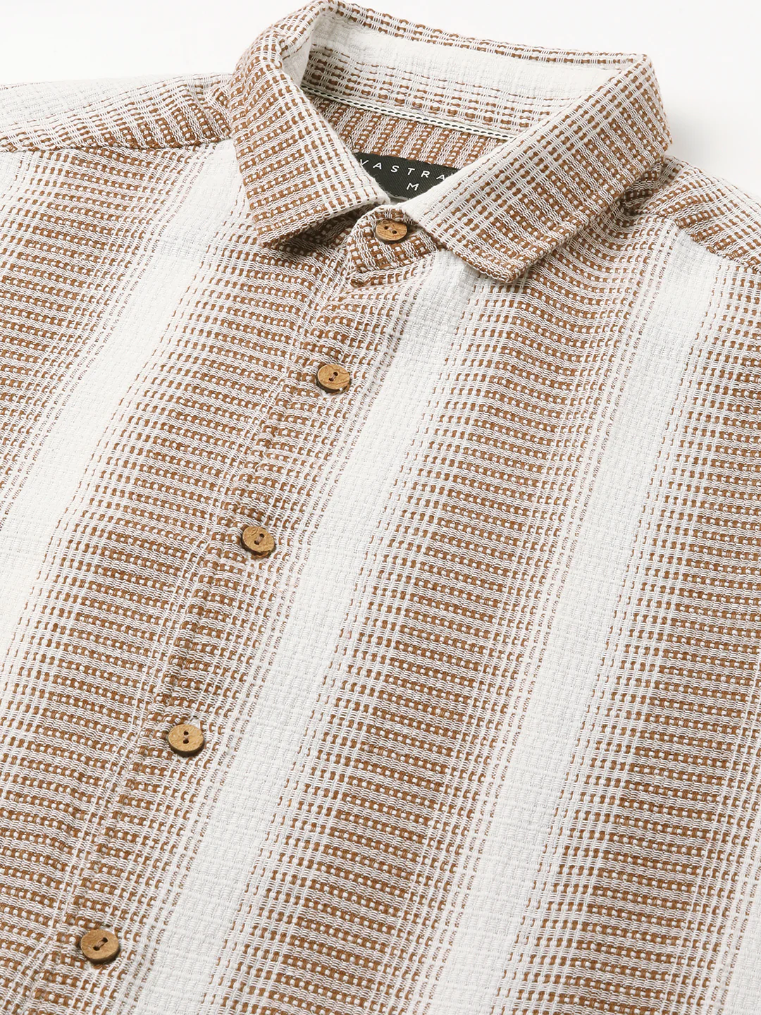 Brown & White Dobby Striped Shirt - Image 3