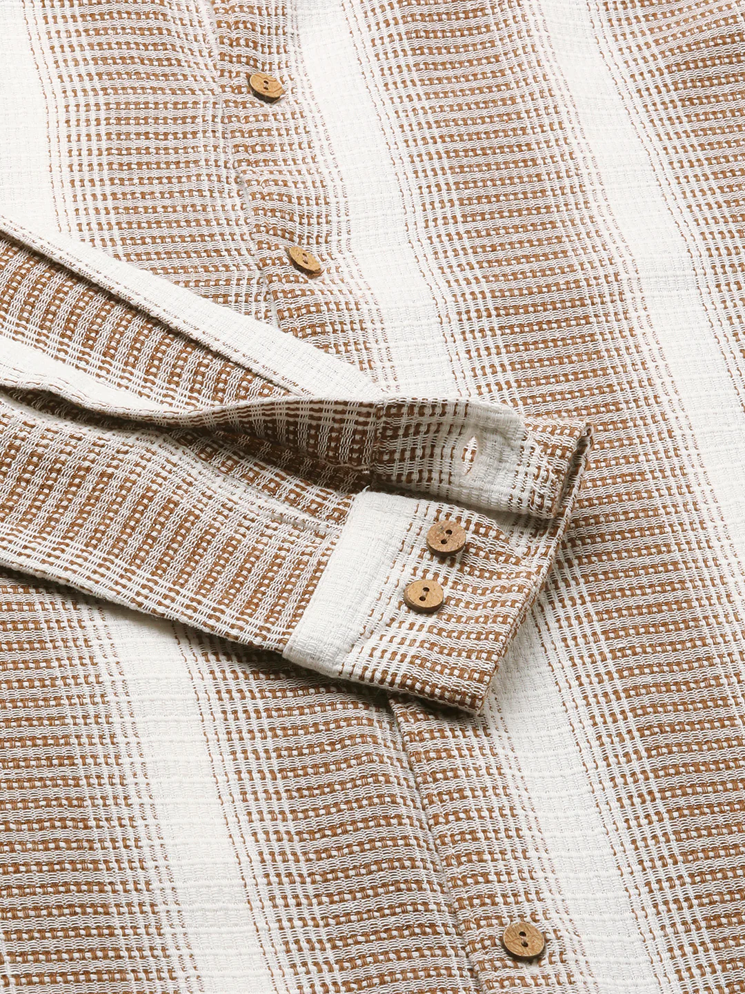 Brown & White Dobby Striped Shirt - Image 8