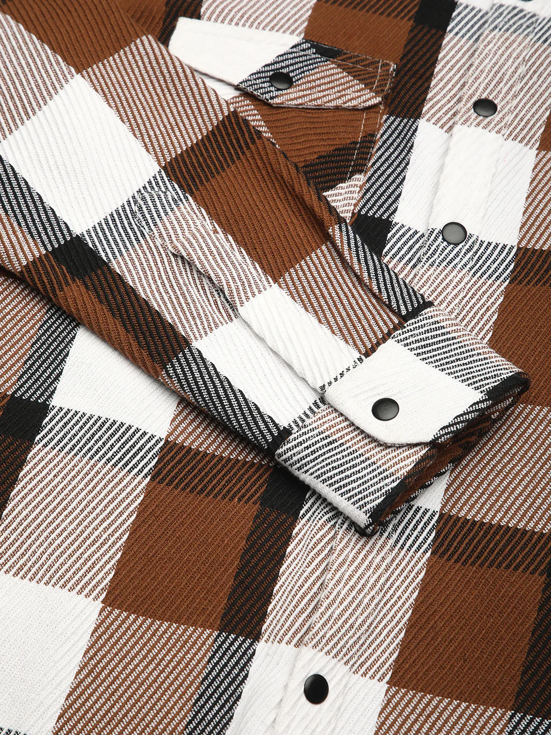 Brown & White Heavy Twill Jacquard Double Pocket Shirt - Image 3