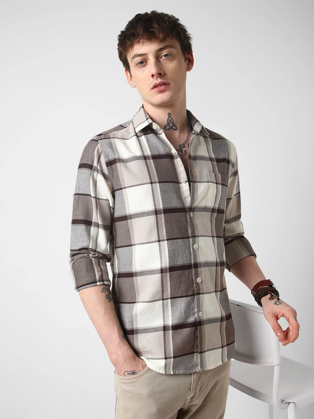 Brunette & Ivory Broad Checked Shirt - Image 4
