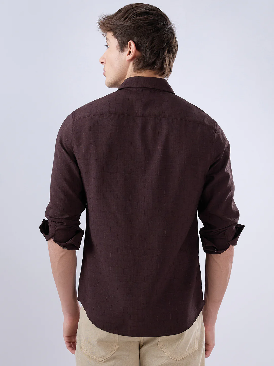 Brunette Brown Slub Textured Shirt - Image 7