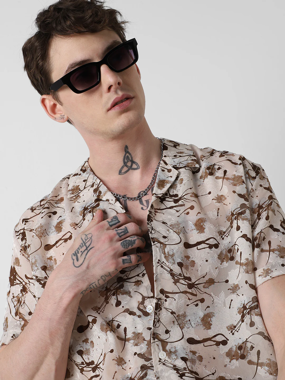 Brunette Burn Out Splash Oversized Shirt - Image 2