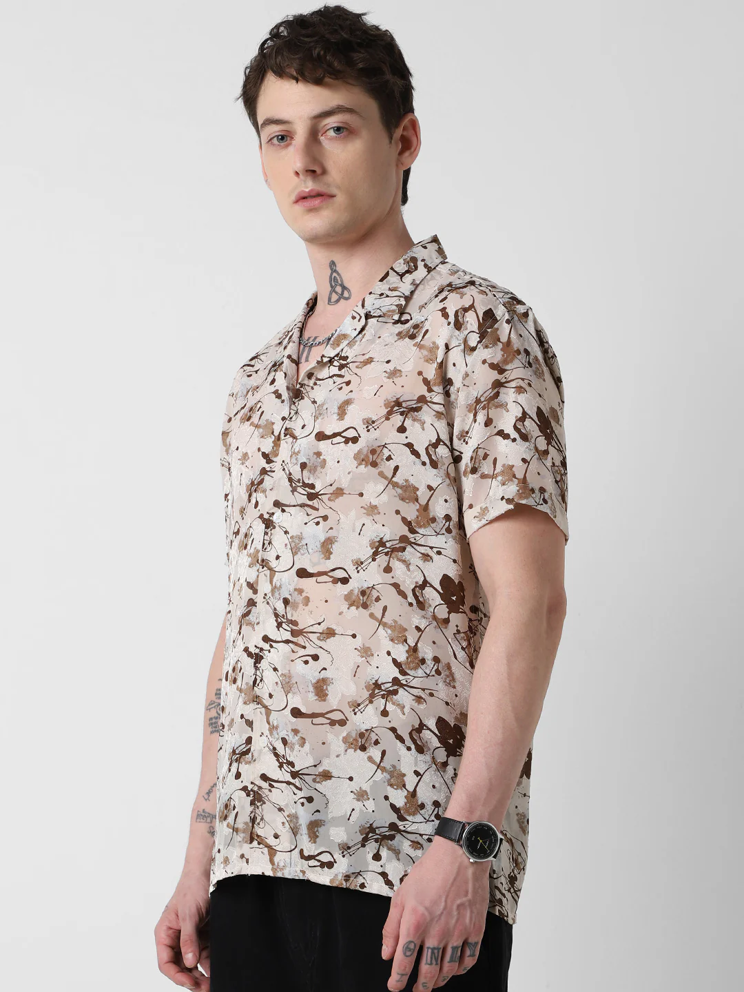 Brunette Burn Out Splash Oversized Shirt - Image 6