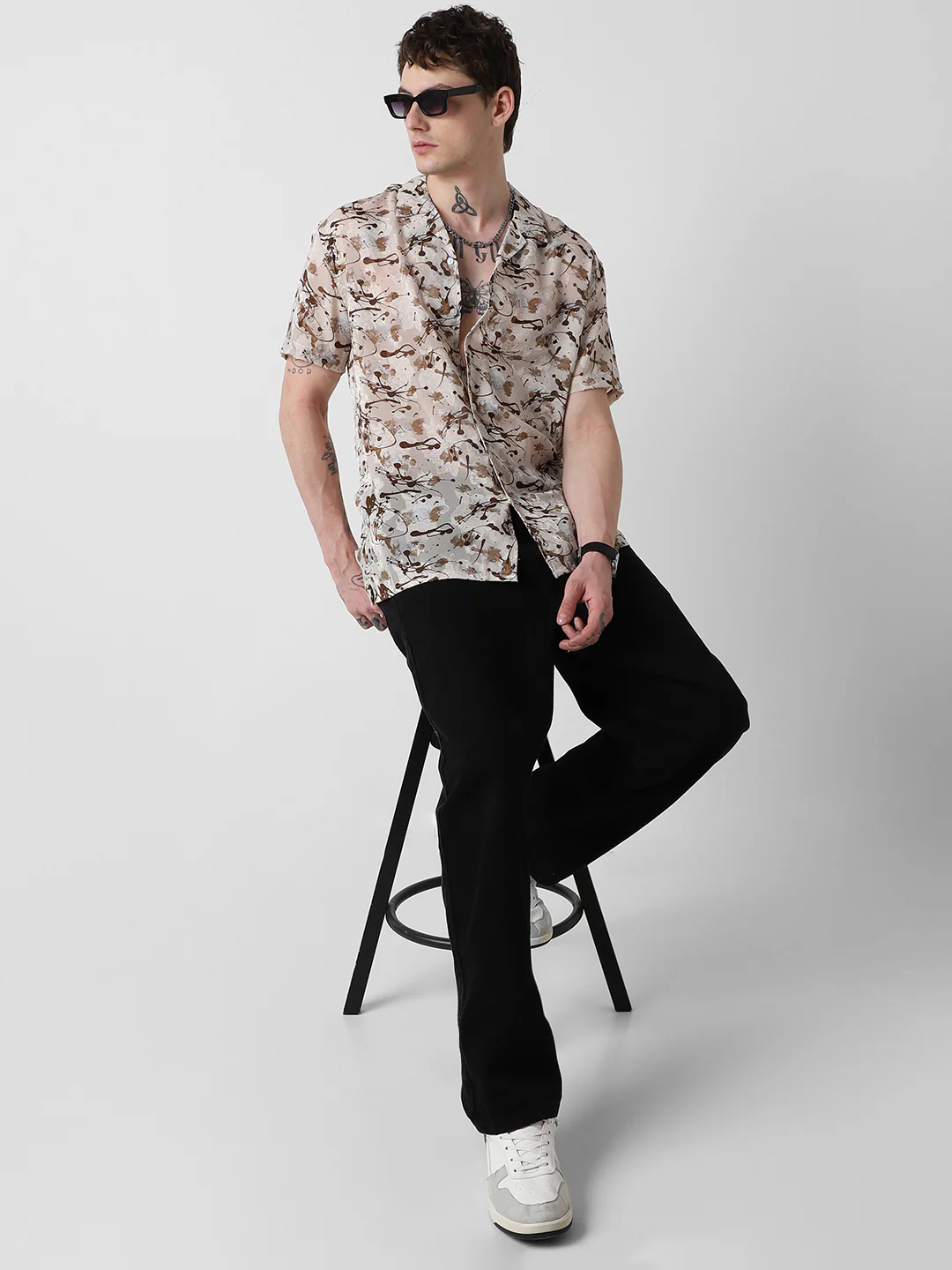 Brunette Burn Out Splash Oversized Shirt - Image 8
