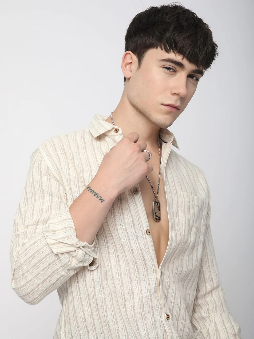 Burlap Bisque Beige Line Stripe Shirt - Image 2