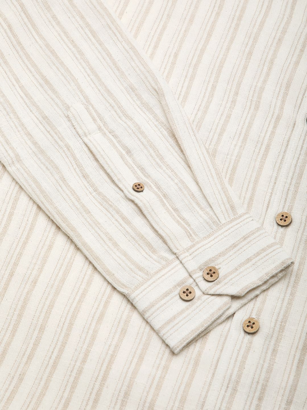 Burlap Bisque Beige Line Stripe Shirt - Image 8