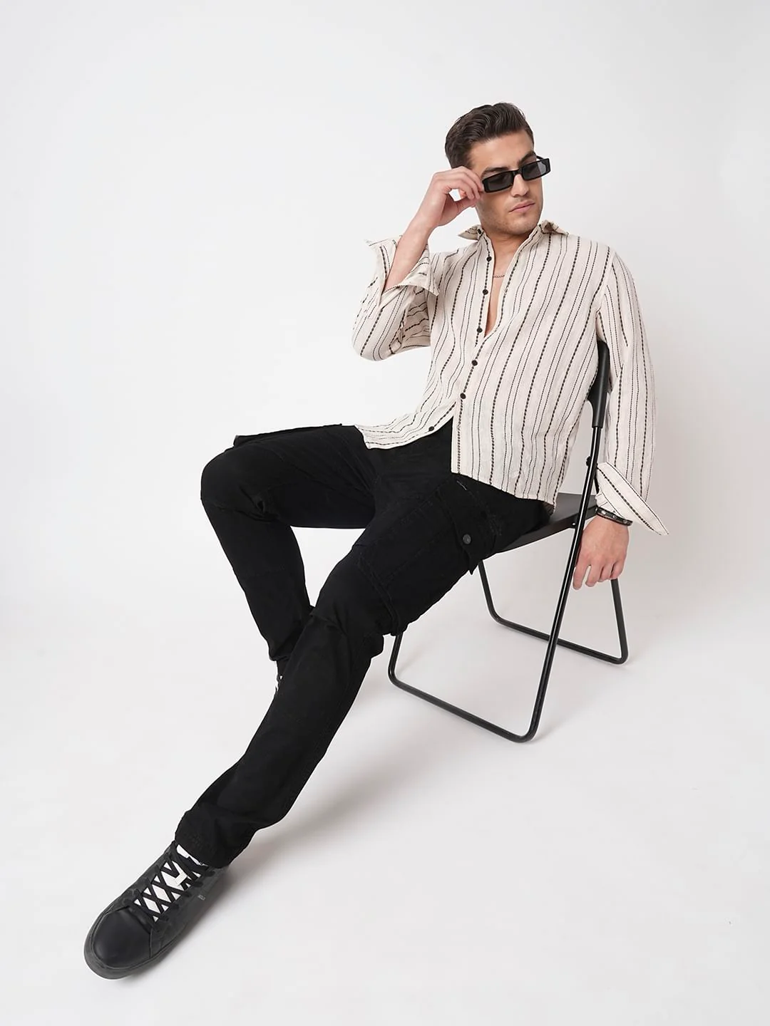 Burlap Ivory Vertical Striped Dobby Shirt - Image 8