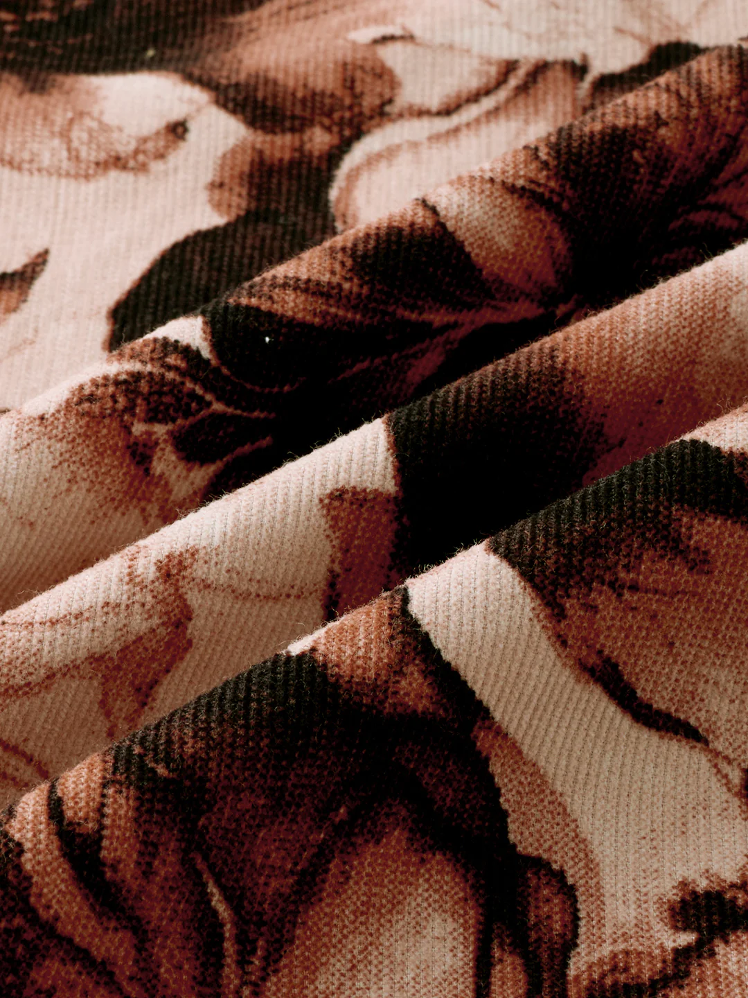 Burnt Orange Floral Printed Double Pocket Corduroy Shirt - Image 9