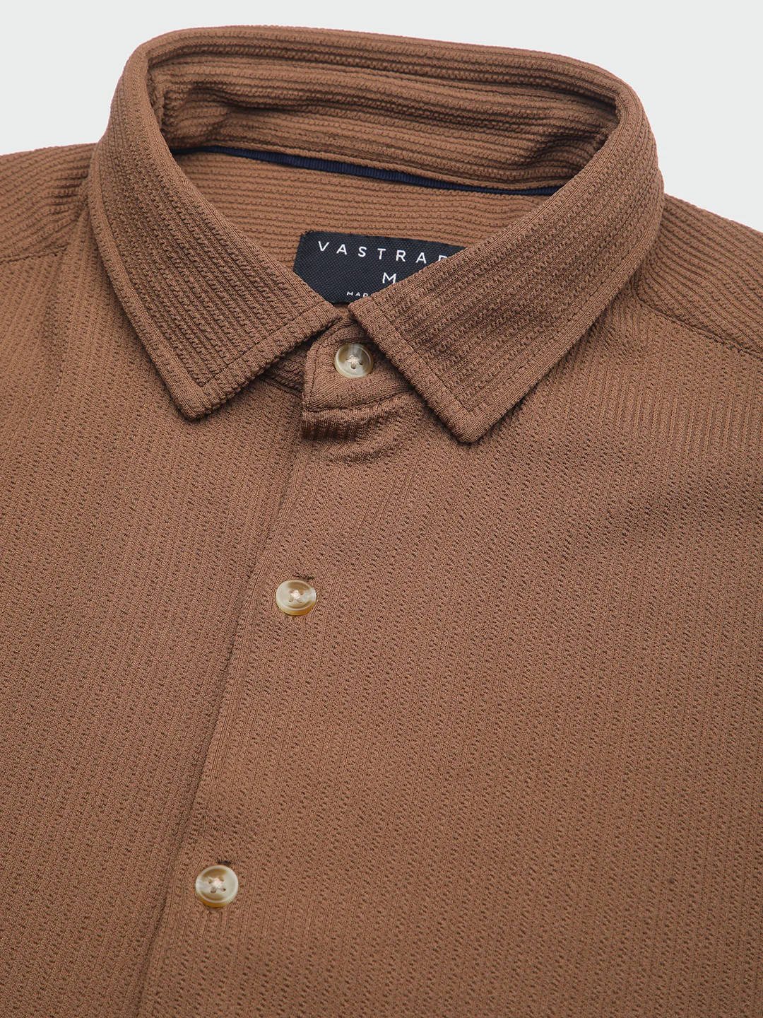 Burnt Sienna Brown Textured Shirt - Image 3