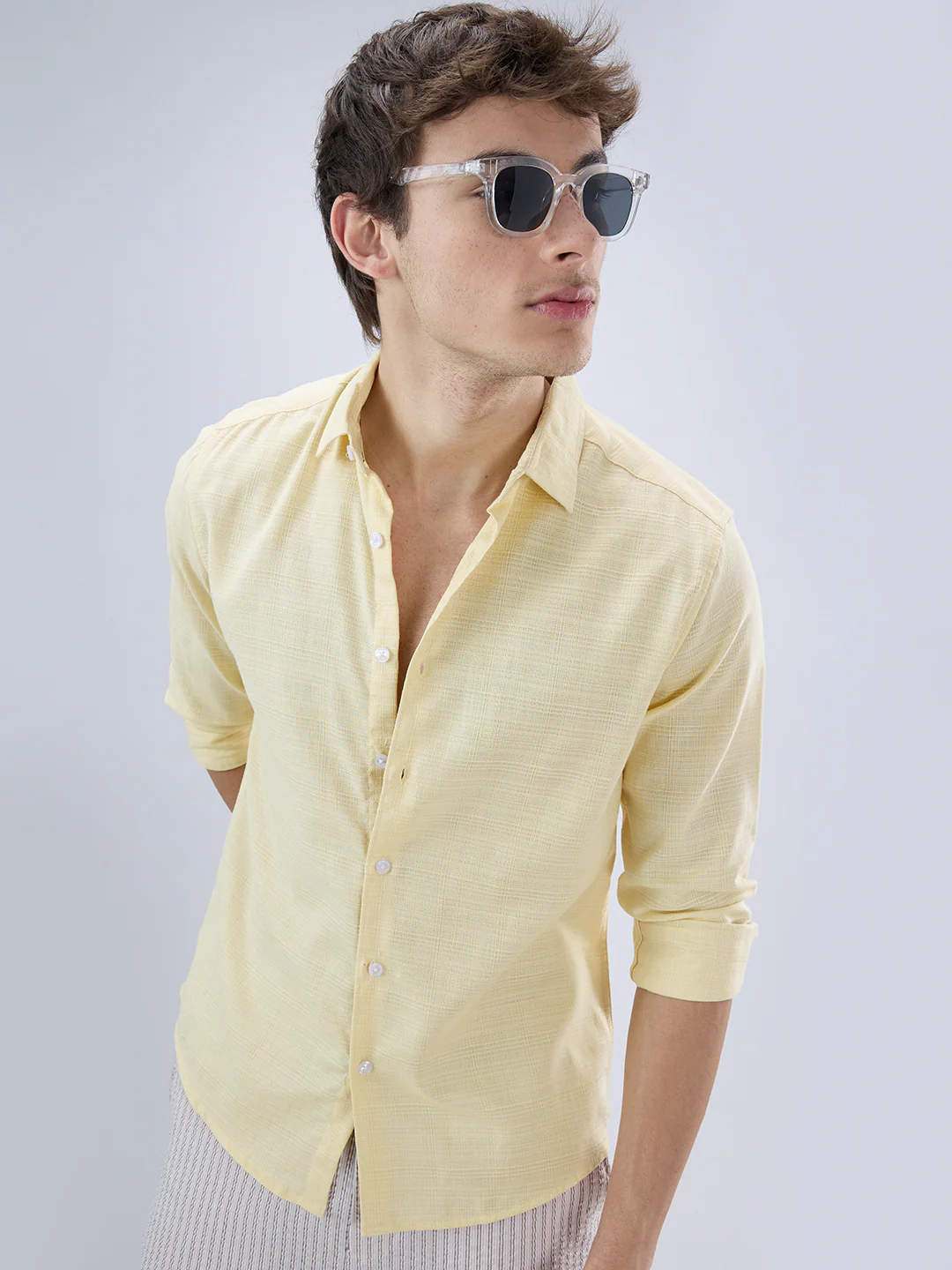 Canary Yellow Luxe Textured Weave Shirt - Image 2