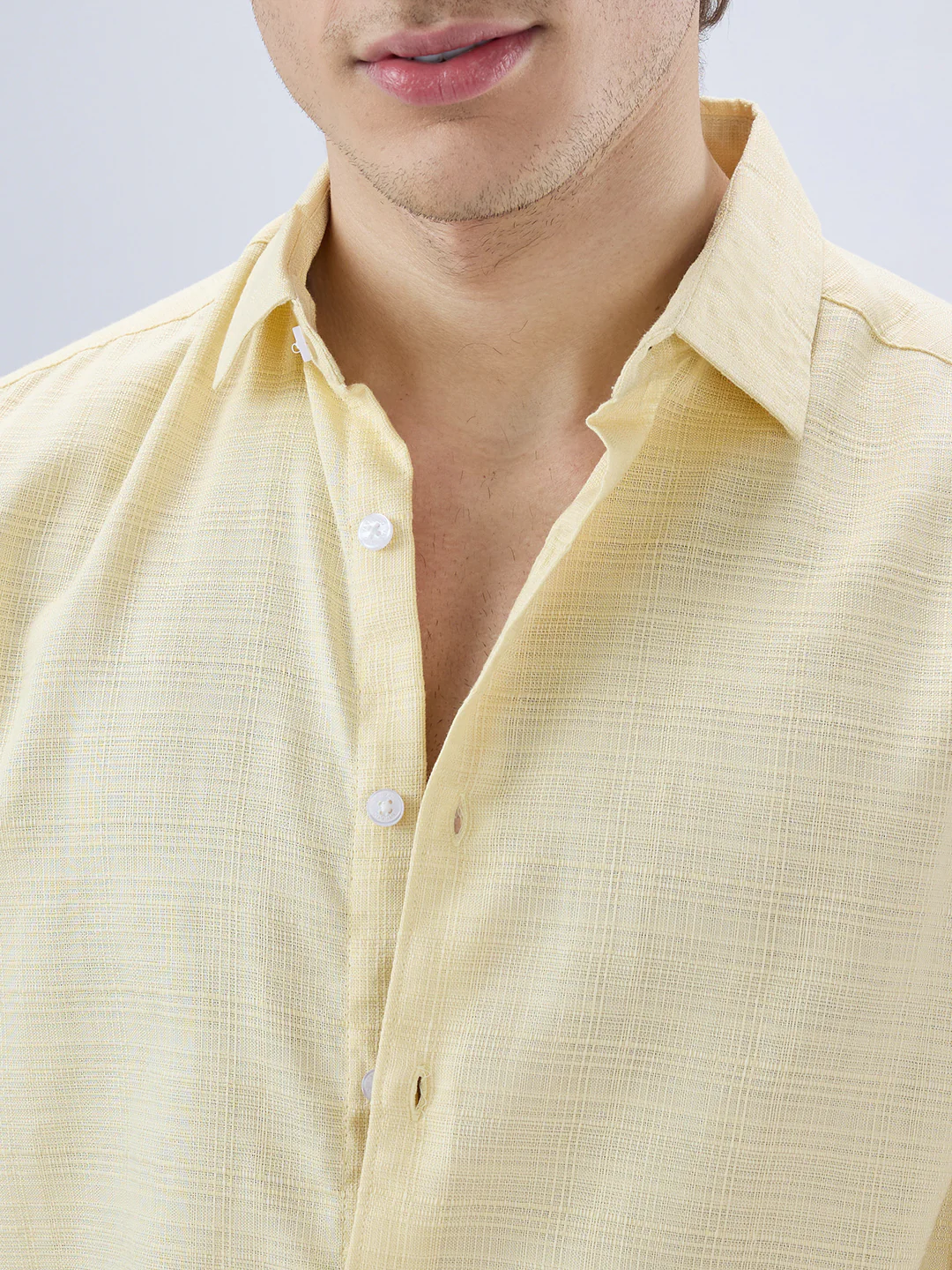 Canary Yellow Luxe Textured Weave Shirt - Image 3
