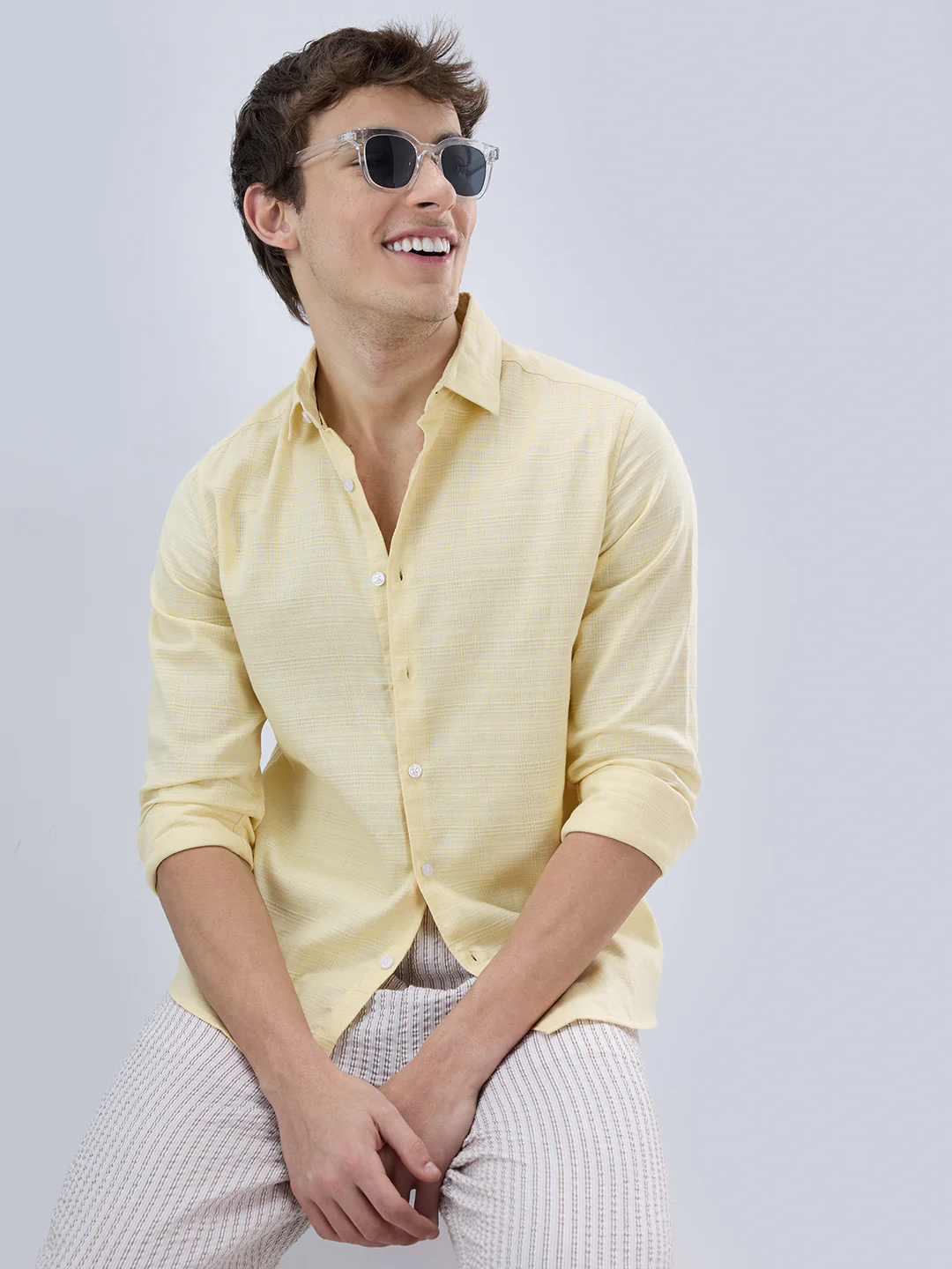 Canary Yellow Luxe Textured Weave Shirt - Image 4