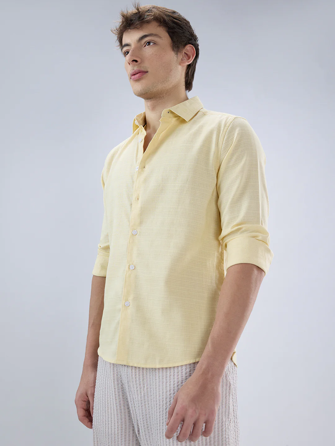 Canary Yellow Luxe Textured Weave Shirt - Image 6
