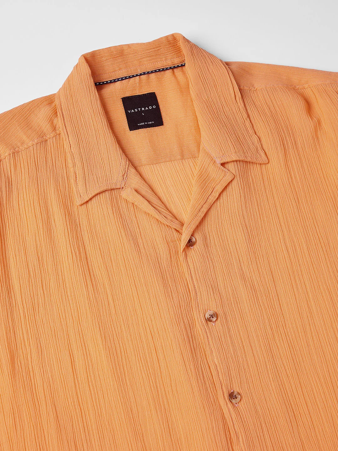 Candy Orange Crepe Notch Collar Oversized Shirt - Image 4