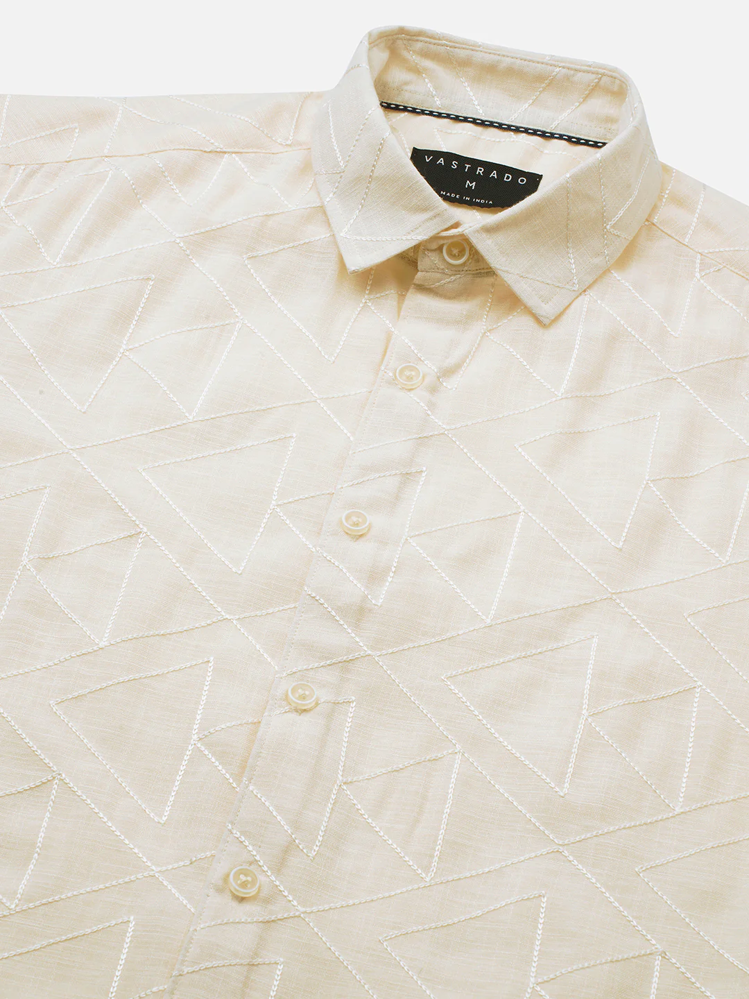 Canvas Cream Latticework Embroidery Shirt - Image 3