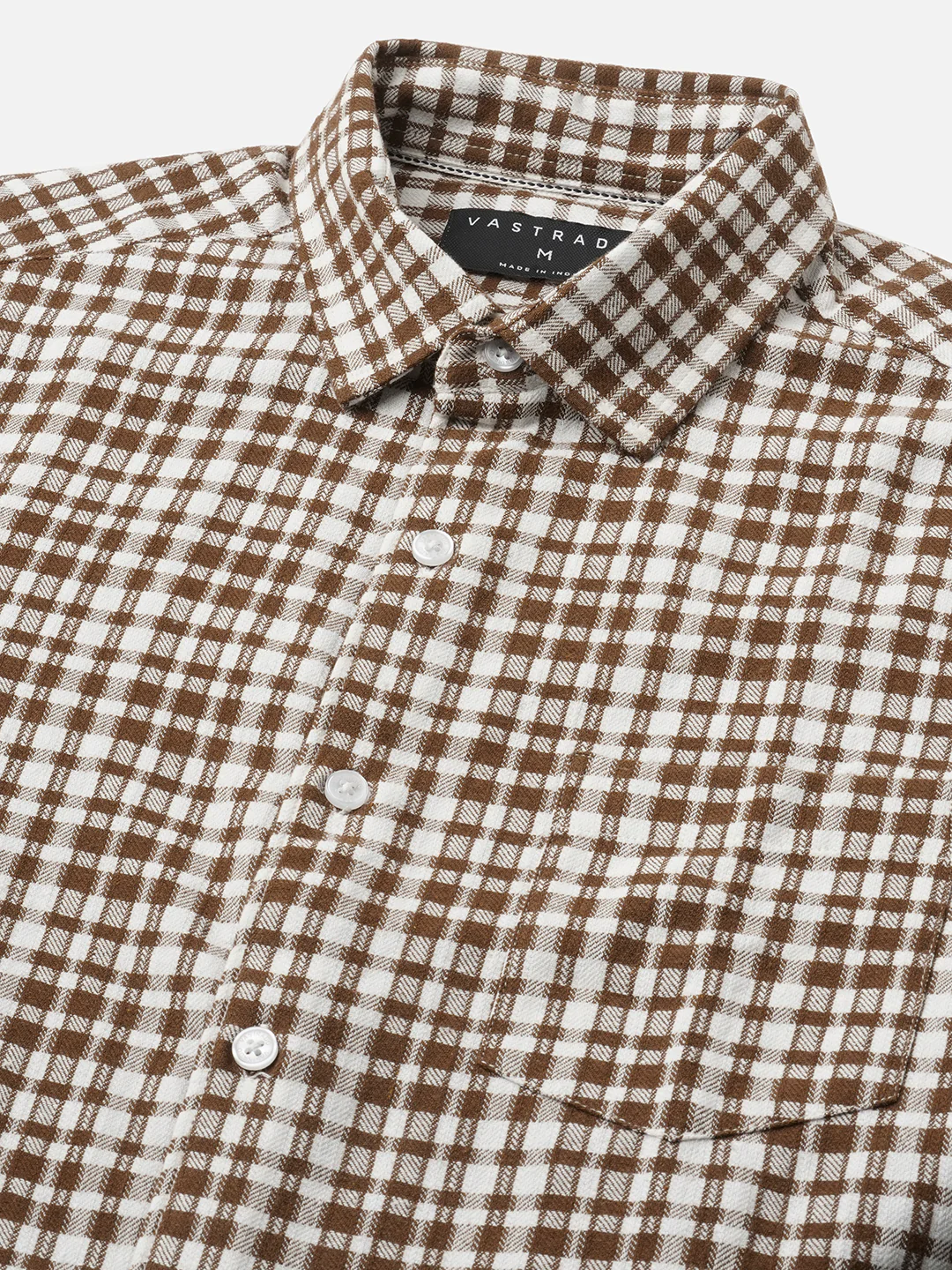 Caramel Brown Gingham Checked Cross-weave Shirt - Image 3
