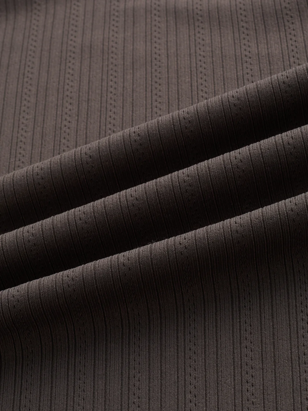 Carbon Grey Fine Vertical Ribbed Knitted Shirt - Image 3